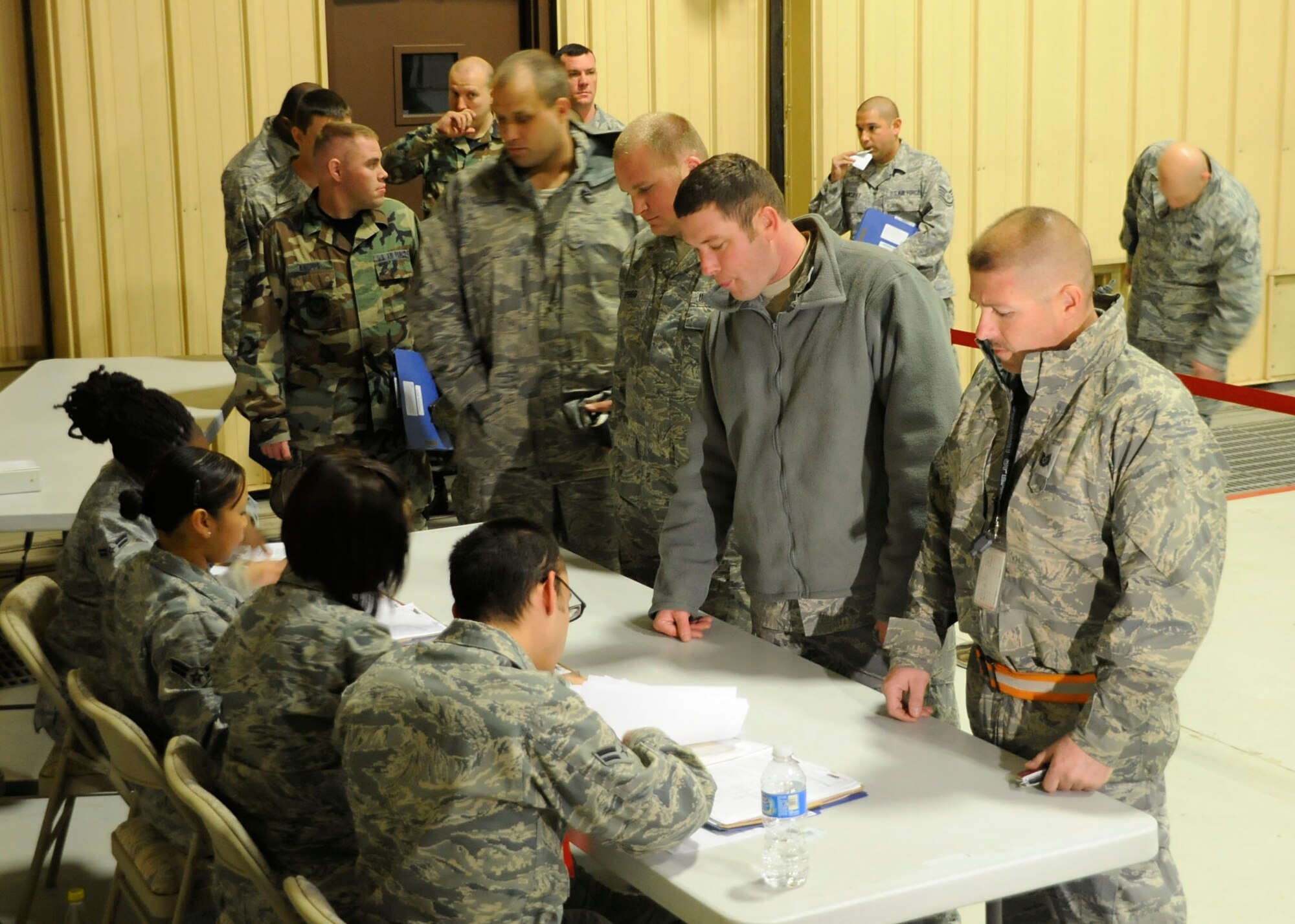 CANNON AIR FORCE BASE, N.M. --  27th Special Operations Wing Airmen are processed for deployment to Haiti Jan. 13. About 40 Cannon Airmen and two aircraft deployed to provide humanitarian relief following the earthquake in Haiti. (U.S. Air Force photo/Senior Airman Erik Cardenas)