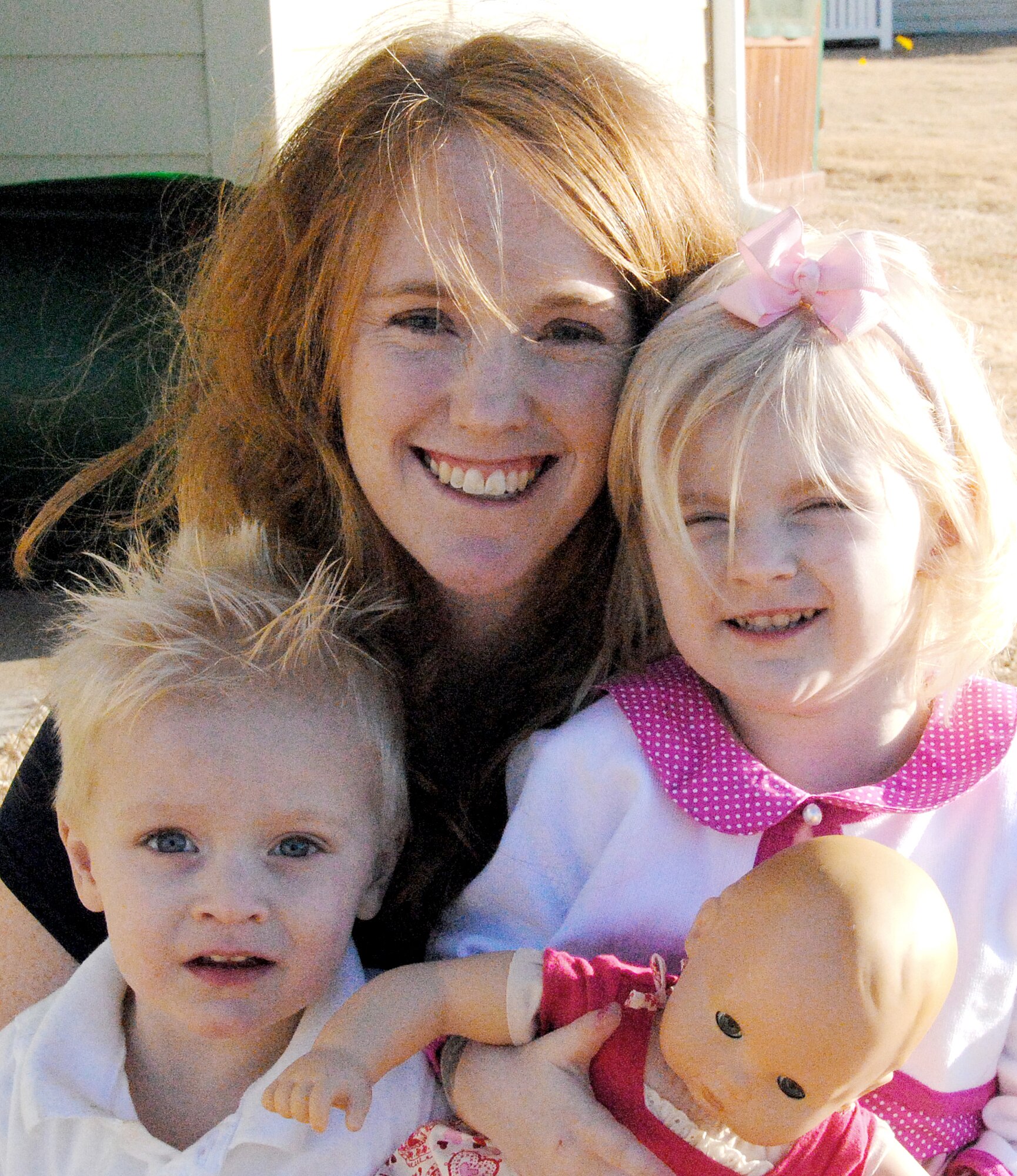 Jennifer Block is the Air Education and Training Command's 2009 Key Spouse of the Year. She is the mother of Alexus, right, and Marcus, and is the wife of Capt. Beau Block, an instructor pilot with the 33rd Flying Training Squadron at Vance Air Force Base, Okla. (U.S. Air Force photo/Joe B. Wiles)