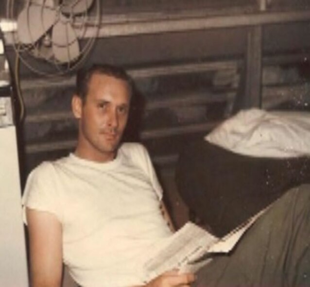 Then Sergeant Vires takes time to relax after a long day of work. This photo was taken decades ago at the beginning of Vires military career. (Courtesy of the Vires family)