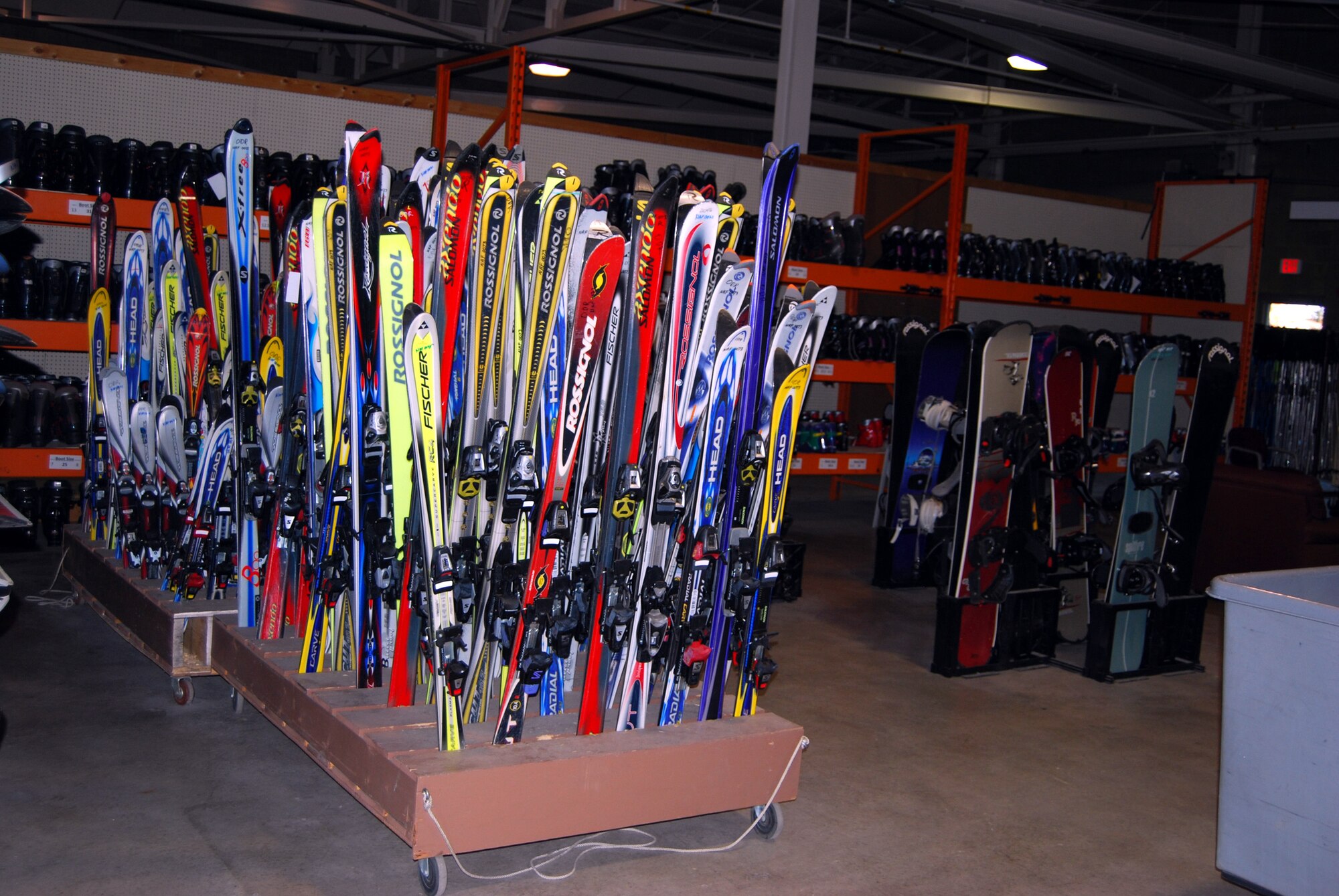 Outdoor Recreation's new skis and snowboards were displayed at their open house Dec. 17, 2009. ODR also purchased new boots, campers, fishing and hunting equipment, and kayaks to better accommodate the needs of Malmstrom’s outdoor enthusiasts.