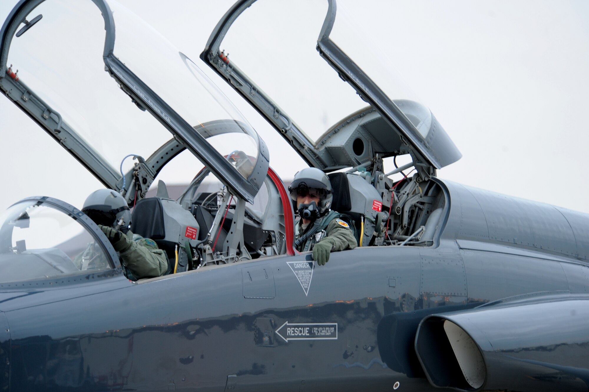 Sergeant Bannon rode with 1st Lt. Jason Boman, 509th Bomb Wing pilot, for just over an hour in the T-38 aircraft. Sergeant Bannon said he recognized several of the same instruments as in the A-10 Thunderbolt II, which helped to put his job as the IATS shop chief in perspective by highlighting the importance of each maintenance position. Sergeant Bannon is part of the 442nd Maintenance Squadron of the 442nd Fighter Wing, and Air Force Reserve unit. Both the 509th Bomb Wing and the 442nd Fighter Wing are located at Whiteman Air Force Base, Mo. (U.S. Air Force photo/Senior Airman Jessica Snow)