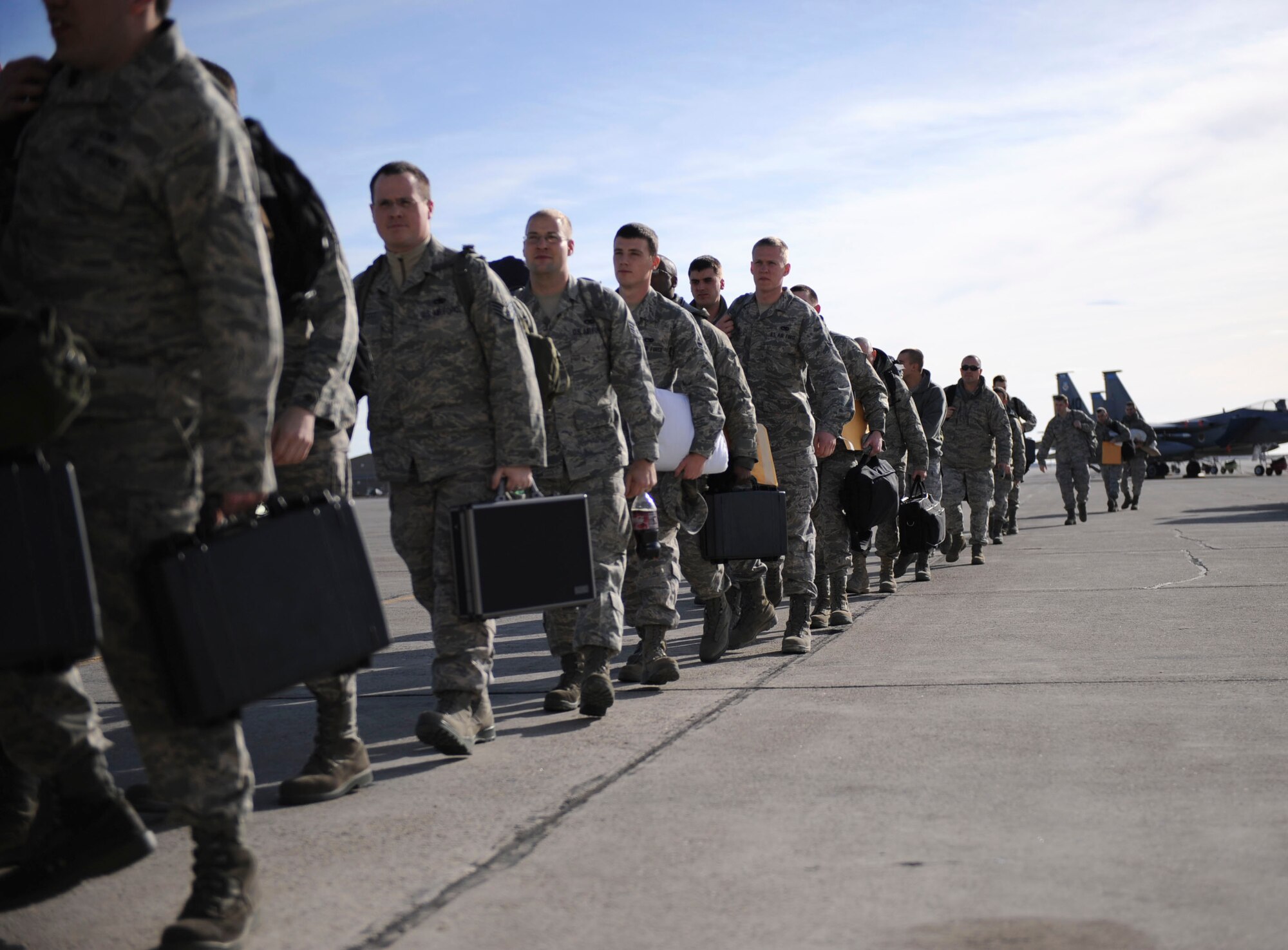 MOUNTAIN HOME AIR FORCE BASE, Idaho -- The 391st Fighter Squadron “Bold Tigers” deployed more than 300 Airmen to the Republic of Korea Jan. 18 to continue the combat capability provided by the 389th Fighter Squadron. The deployed Gunfighters will work alongside ROK-U.S. alliance partners to maintain peace and stability in the region. (U.S. Air Force photo by Airman 1st Class Renishia Richardson)