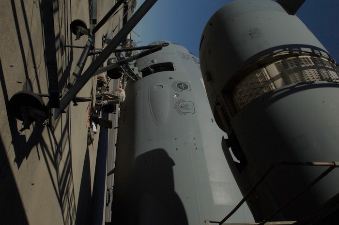 Airman 1st Class Graham Robinson performs maintenance on a C-17 engine here after a reverse engine thruster is damaged in flight en route from Haiti back to Charleston AFB Jan 19. Charleston AFB is currently operating as a hub for flights to Haiti, putting Charleston maintainer's skills to the test to keep them flying. Airman Robinson is an aircraft maintenance technician assigned to the 437th Aircraft Maintenance Squadron. (U.S. Air Force photo/Airman 1st Class Lauren Main)