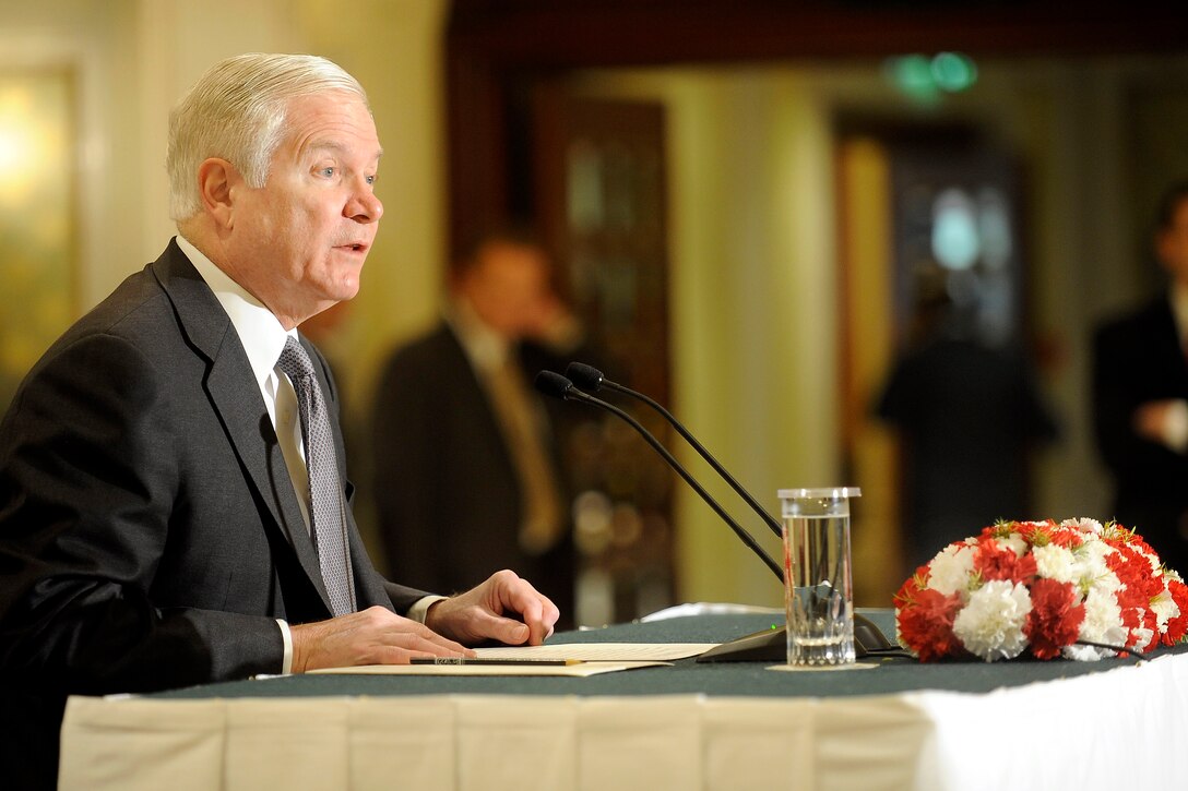 U.S. Defense Secretary Robert M. Gates attends a press briefing after meeting with India's leaders in New Delhi, India, Jan. 20, 2010.