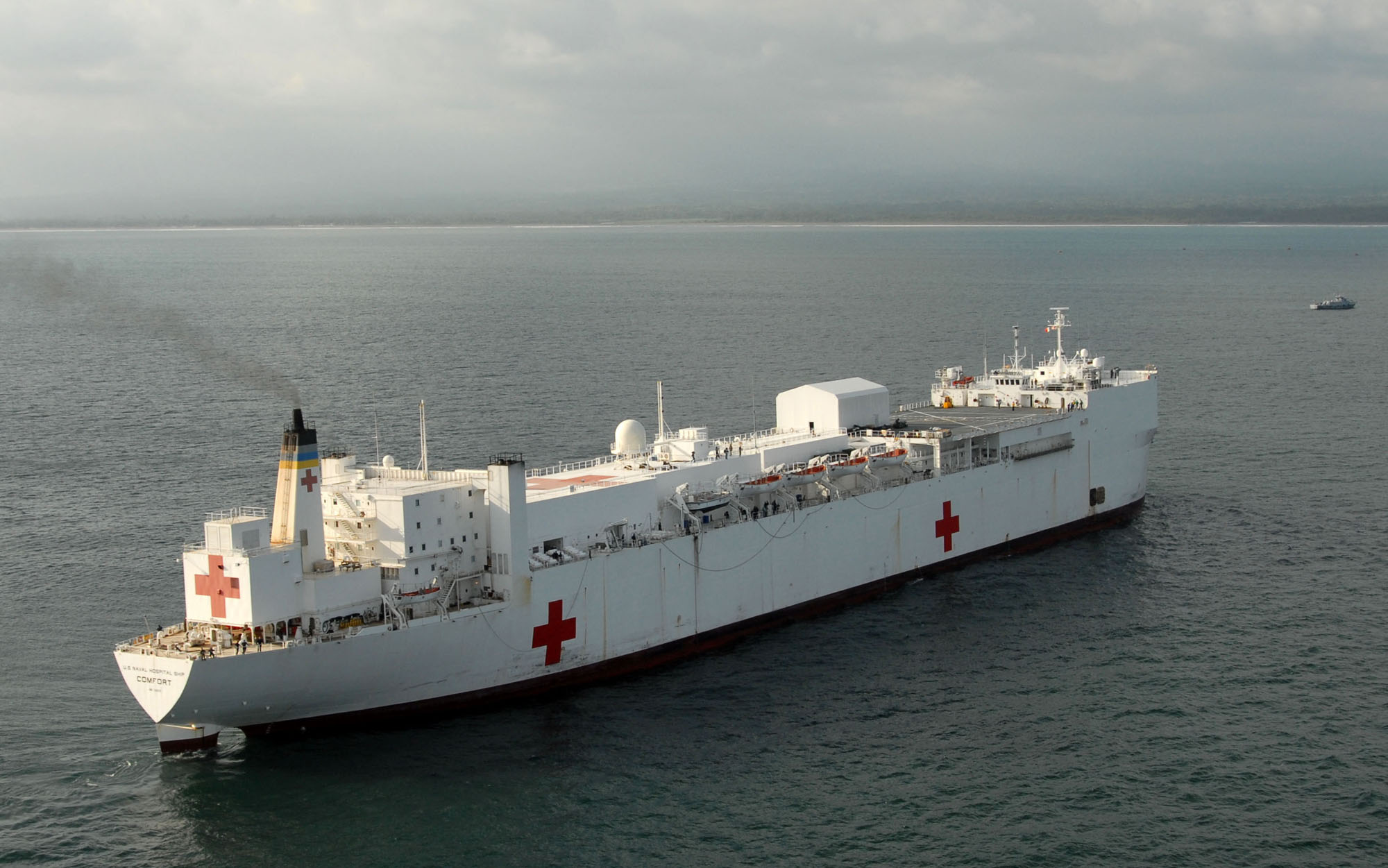 The USNS Comfort, a military hospital ship, adds some 600 medical personnel for the Haitian relief effort. (U.S. Navy file photo)