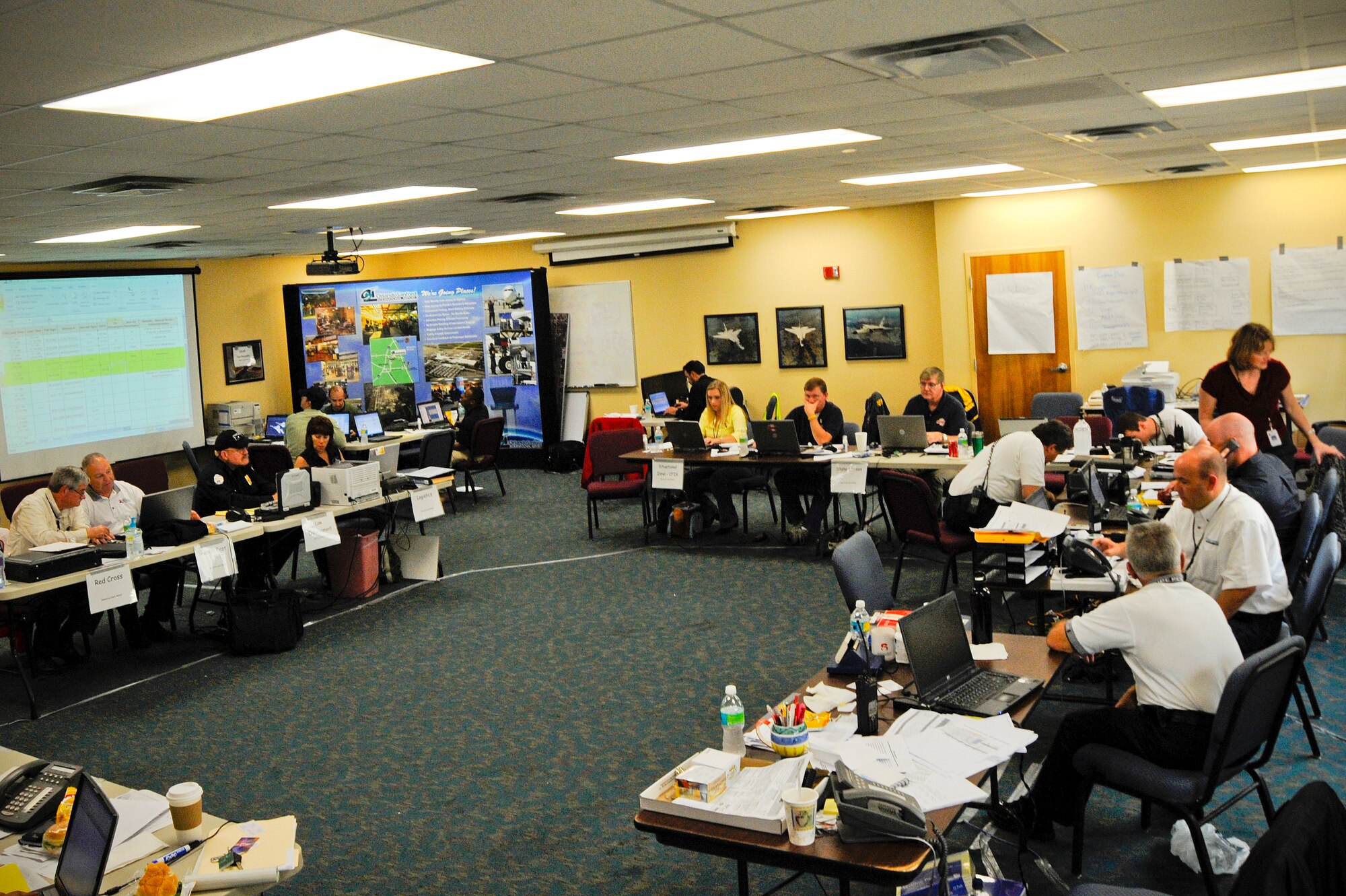 The Orlando Sanford International Airport Emergency Operation Center is hard at work coordinating with the Haiti evacuee process at the Airport Jan. 21, 2010. 
(U.S. Air Force photo by Staff Sgt. Joseph L. Swafford Jr./Released)