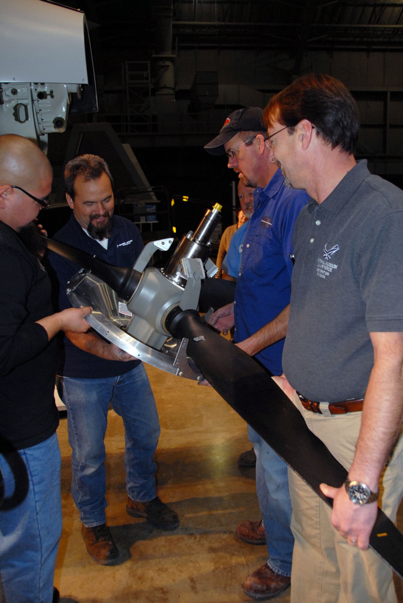 DAYTON, Ohio (01/2010) -- Restoration crews from General Atomics and the National Museum of the U.S. Air Force assemble the General Atomics YMQ-9 Reaper. (U.S. Air Force photo)