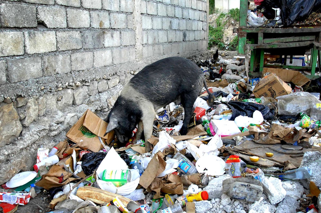 Trash is piled in the streets in Port-au-Prince, Haiti, Jan. 20, 2010. Many of those left homeless are now living in the streets, open markets and fields in tents and under tarps. Recent aftershocks have made many hesitant to return indoors.