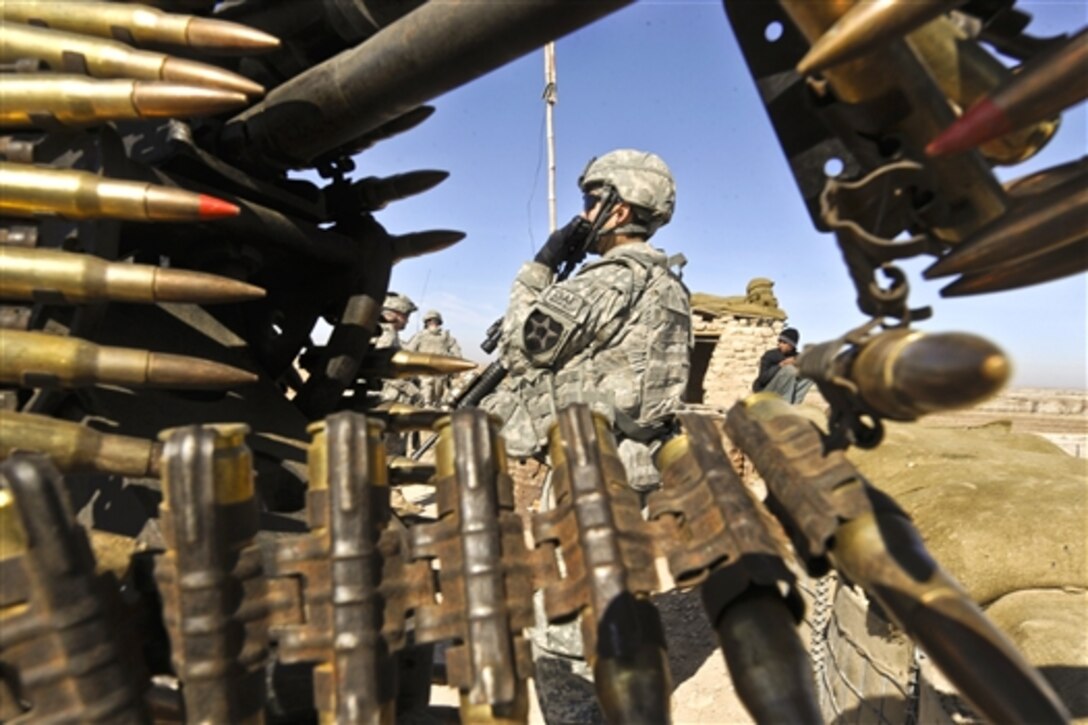 U.S. Army soldiers arrive at an Afghan police checkpoint in Helmand province, Afghanistan, Jan. 15, 2010. The soldiers are assigned to the 4th Battalion, 23rd Infantry Regiment. 
