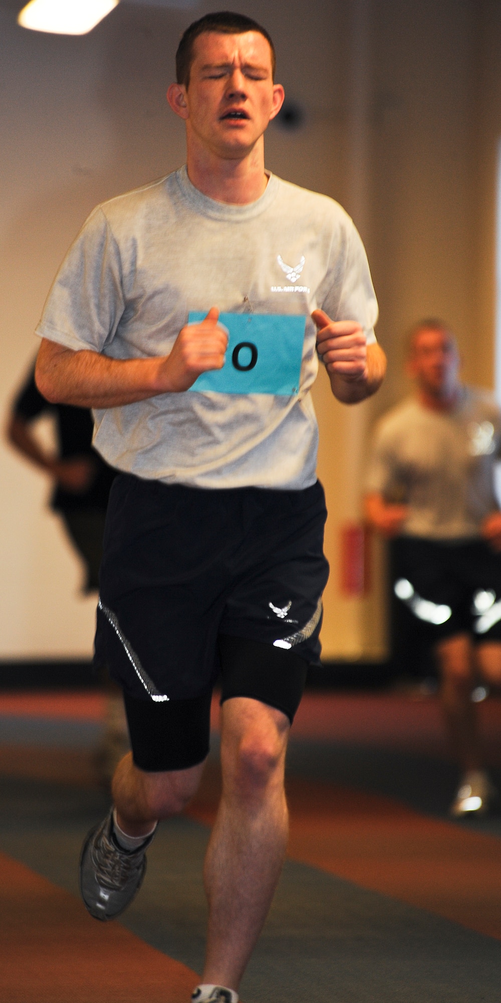 ELMENDORF AIR FORCE BASE, Alaska ? Senior Airmen Mathew Rothrock, 732nd Air Mobility Squadron, runs  during his fitness test with the Health and Wellness Center Jan. 25, 2010. The HAWC has been doing centralized PT test for nearly a year. (Air Force photo by Airman 1st Class Jack Sanders)