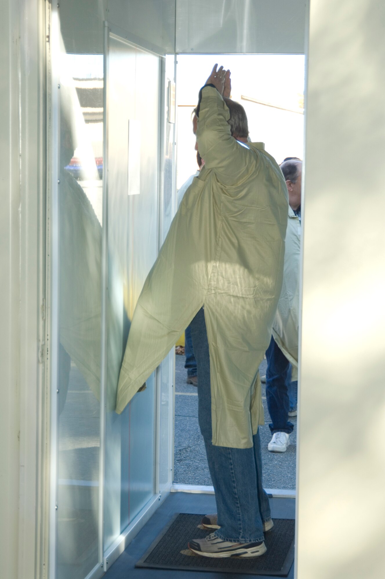 A member of a Capabilities Integration Office (XR) team participates in counter-improvised explosive device testing at Hanscom AFB in October 2008.  XR leads technology identification and maturation efforts for the Electronic Systems Center.  (US Air Force photo by Rick Berry)