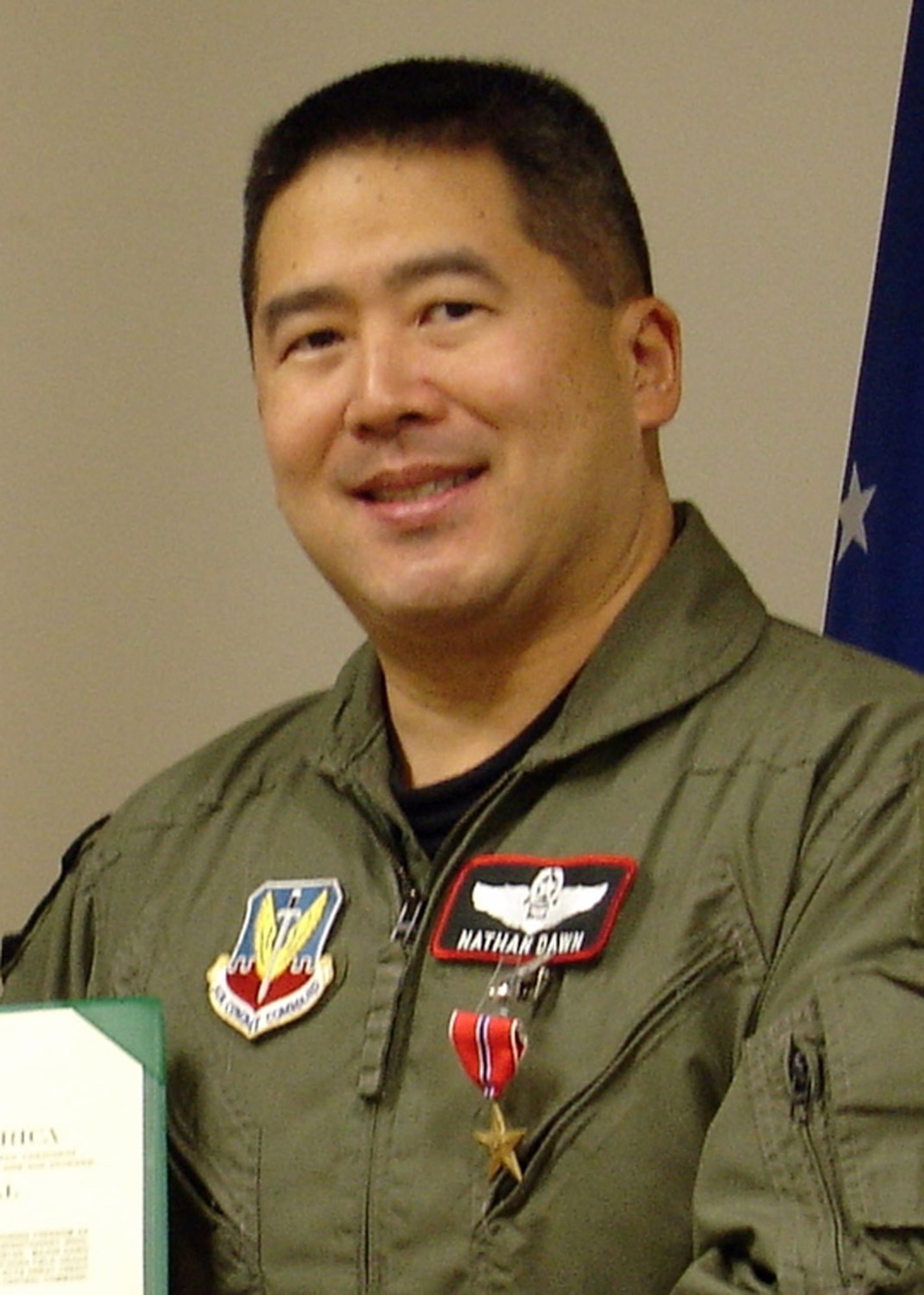 Maj. Nathan Dawn, Detachment 1, 53rd Test Management Group, was awarded the Bronze Star for his efforts during his deployment to Afghanistan working as the air command and control advisor for the Afghan Ministry of Defense.  (Courtesy photo)
