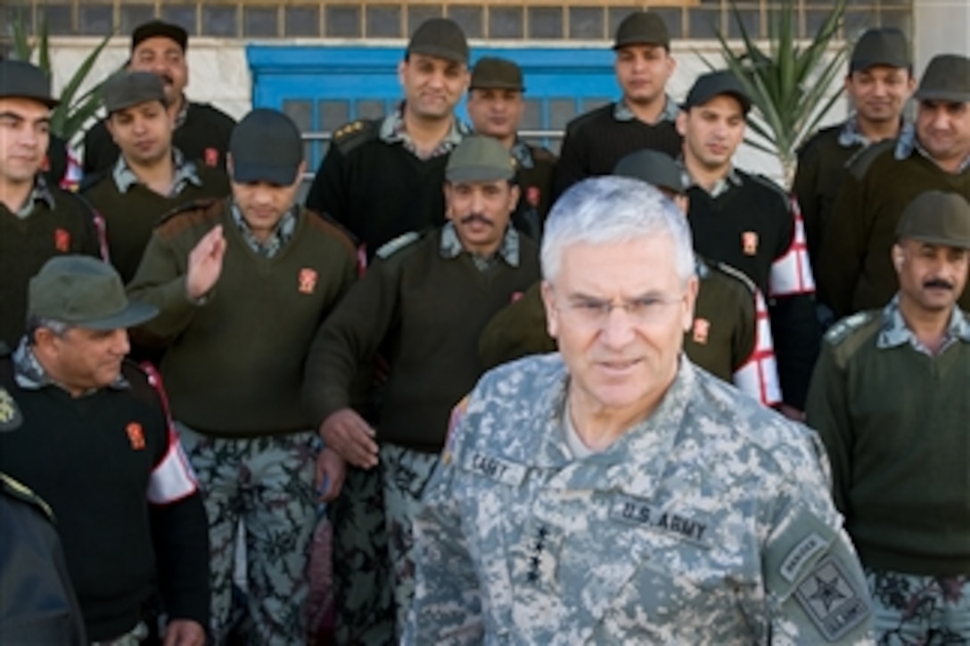 Chief of Staff of the Army Gen. George W. Casey Jr. completes his discussion with the Egyptian Army officers at the National Training Center in Egypt on Jan. 21, 2010.  Casey met with senior military Egyptian leaders, visited different military facilities and visited American soldiers during his trip to Egypt.  