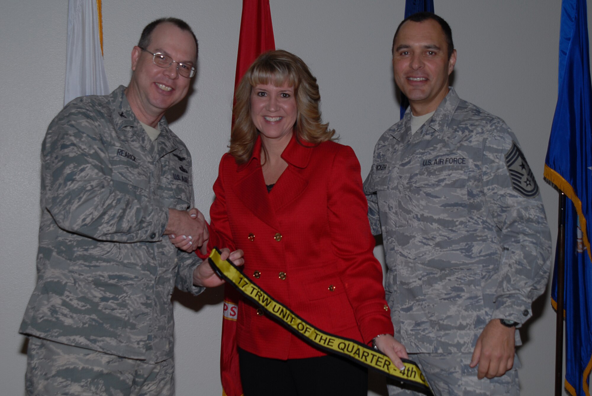 GOODFELLOW AIR FORCE BASE, Texas -- The 17th Training Wing plans and programs receives 17th Training Wing Unit of the Quarter during the wing quarterly award ceremony, Jan. 26, 2010. (U.S. Air Force photo/Staff Sgt. Laura R. McFarlane)
