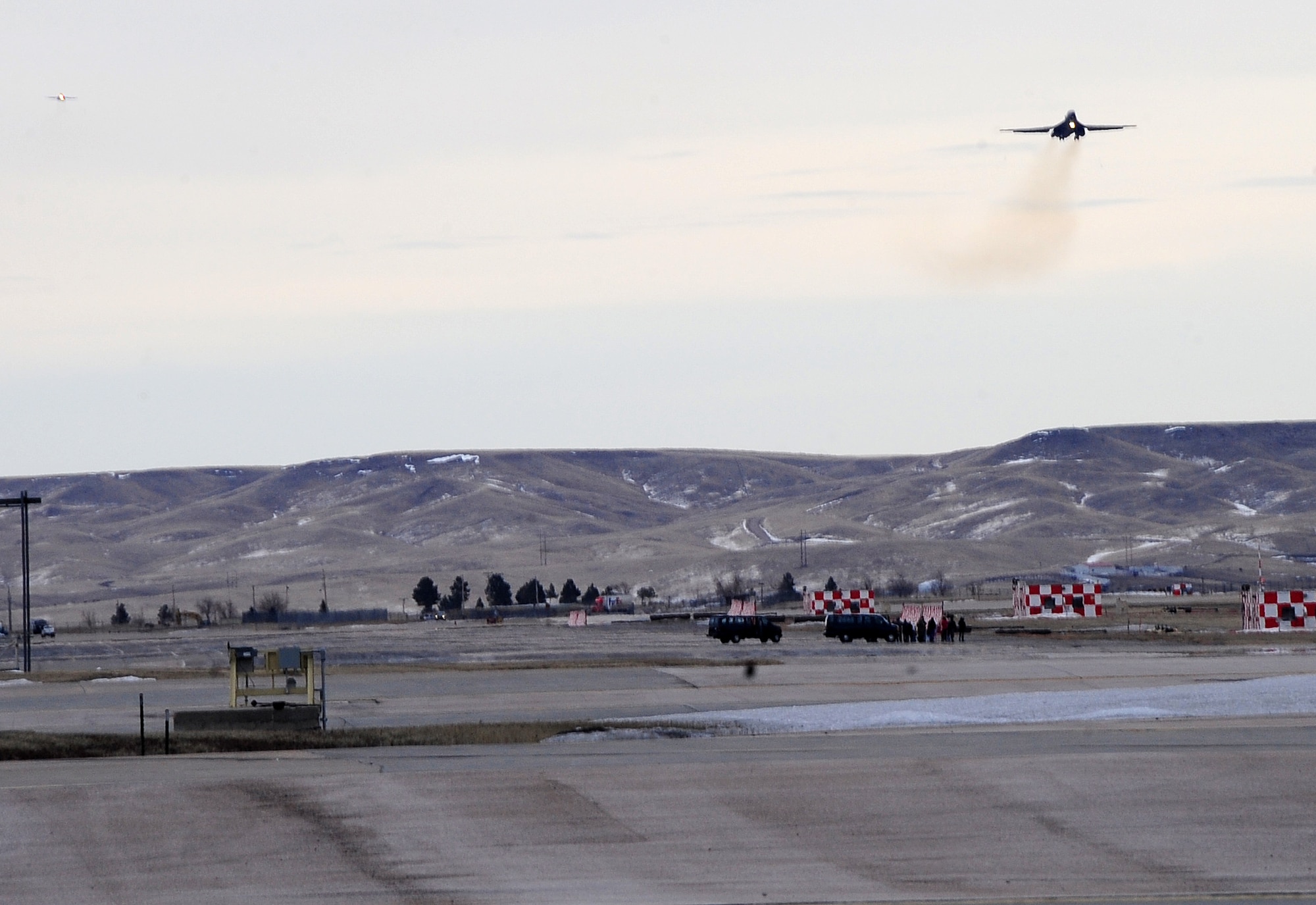 ELLSWORTH AIR FORCE BASE, S.D. -- B-1B Lancers from the 37th Bomb Squadron returned home after a six-month deployment in Southwest Asia, Jan. 26.  Carrying the largest payload of both guided and unguided weapons in the Air Force inventory, the multi-mission B-1 is the backbone of America's long-range bomber force. (U.S. Air Force photo/Airman 1st Class Anthony Sanchelli)
