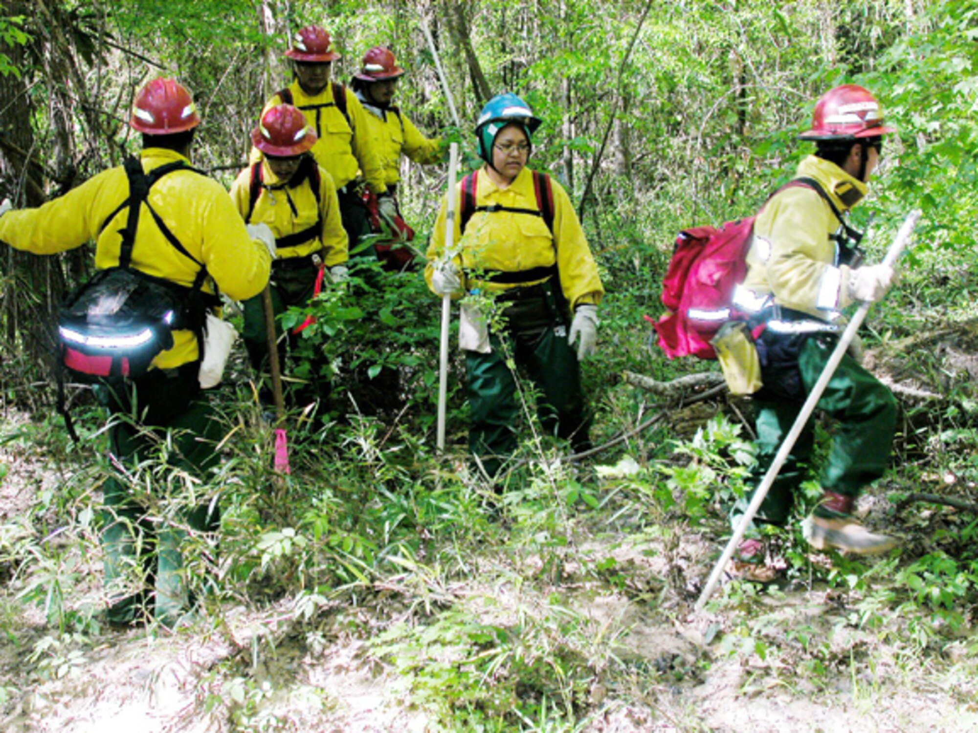 Search crews look for debris from the Space Shuttle Columbia after it crashed on February 1, 2003 