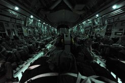 Air Force security forces  members prepare to take-off from Charleston Air Force Base on a C-17 to support relief efforts in Haiti during Operation Unified Response Jan. 22, 2010. The security forces members are from Moody AFB, Ga., and Little Rock AFB, Ark. (U.S. Air Force photo/Senior Airman Katie Gieratz)(RELEASED)