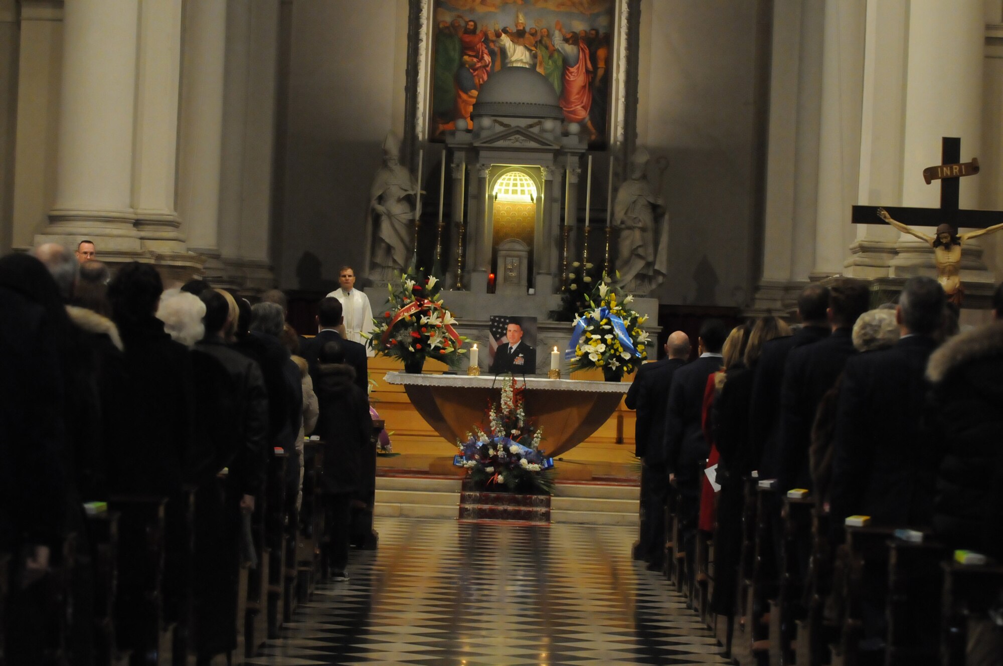 Members of the U.S. and Italian communities came out to pay their respects to the life of Col. Adrian "KERMIT" Pone' on Jan. 25, 2010 in Aviano, Italy. Col. Pone' was assigned to NATO Combined Air Operations Center Five, Poggio Renatico, Italy. The then Lt. Col. Pone', served as the 510th Fighter Squadron's commander and cared about his Airmen. (U.S. Air Force photo/Staff Sgt. Mercedes Crossland)