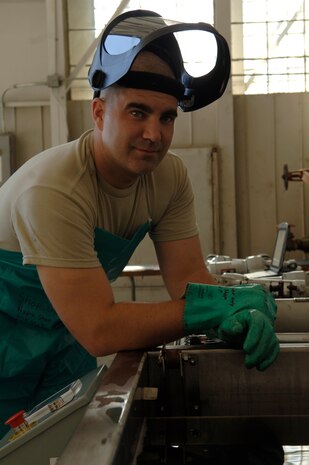 Senior Airman Justin Diggins is a hydraulic mechanic with the 315th Maintenance Squadron at Charleston AFB. His career field involves inspections, troubleshooting, testing and replacement of hydraulic components. Since the earthquake in Haiti, Airman Diggins has seen an increased work load in his daily responsibilities in maintaining C-17 hydraulic components, and said he and his entire work center is glad to be supportive and helpful in a time of need for others. The Orangeburg, S.C., native said, "If it was not for the hydraulic backshop, the supplies would not be able to get delivered." (U.S. Air Force photo/Airman 1st Class Lauren Main)