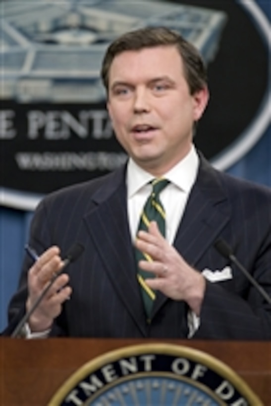 Pentagon Press Secretary Geoff Morrell conducts a press briefing in the Pentagon on Jan. 27, 2010.  