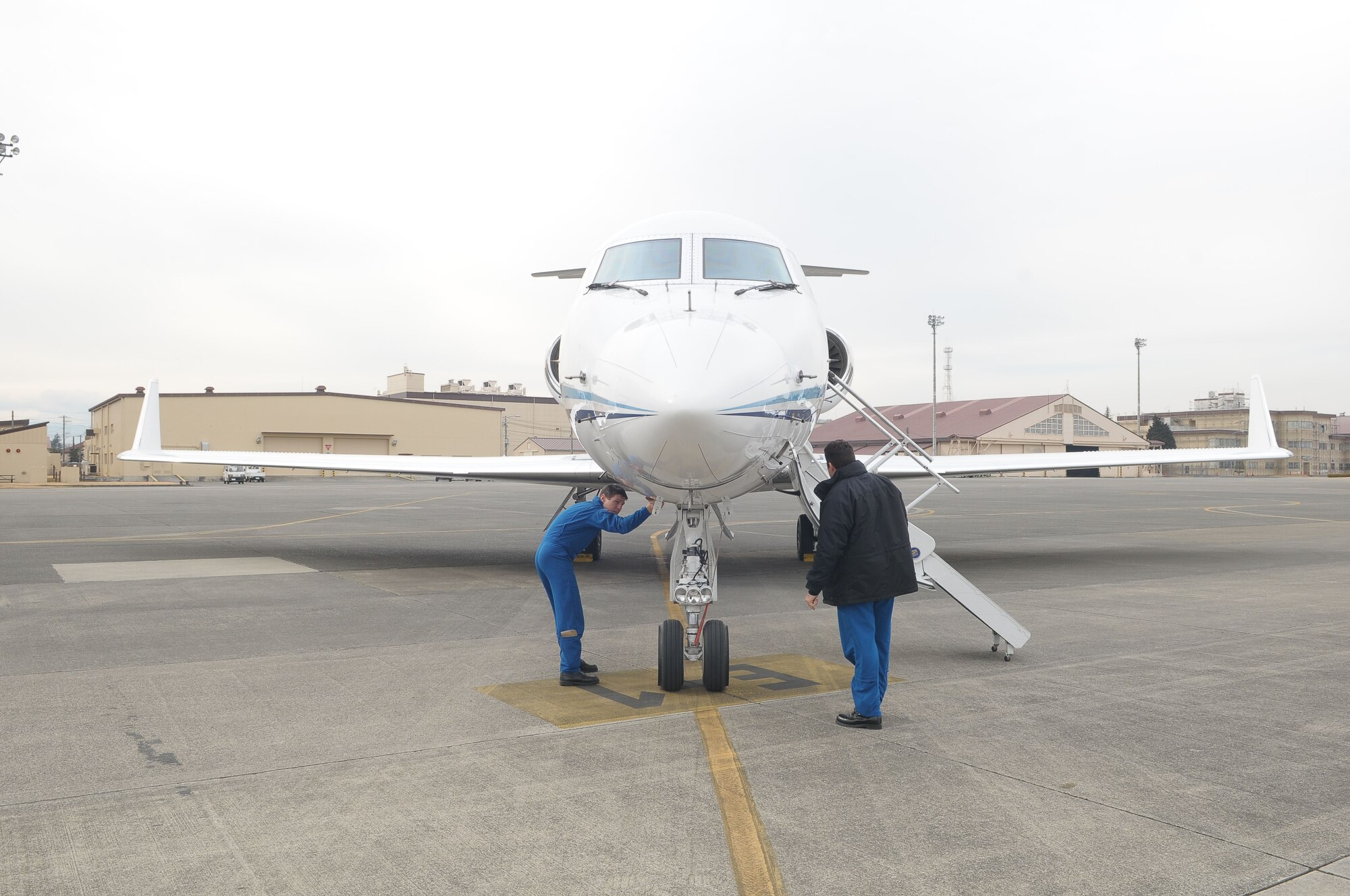 YOKOTA AIR BASE, Japan -- The National Oceanic and Atmospheric Administration's Gulfstream IV, based at MacDill Air Force Base in Tampa, Fla., is operating from Yokota Air Base through February collecting data over the Pacific Ocean to improve winter storm forecasts.(U.S. Air Force photo/Airman 1st Class Sean Martin)

