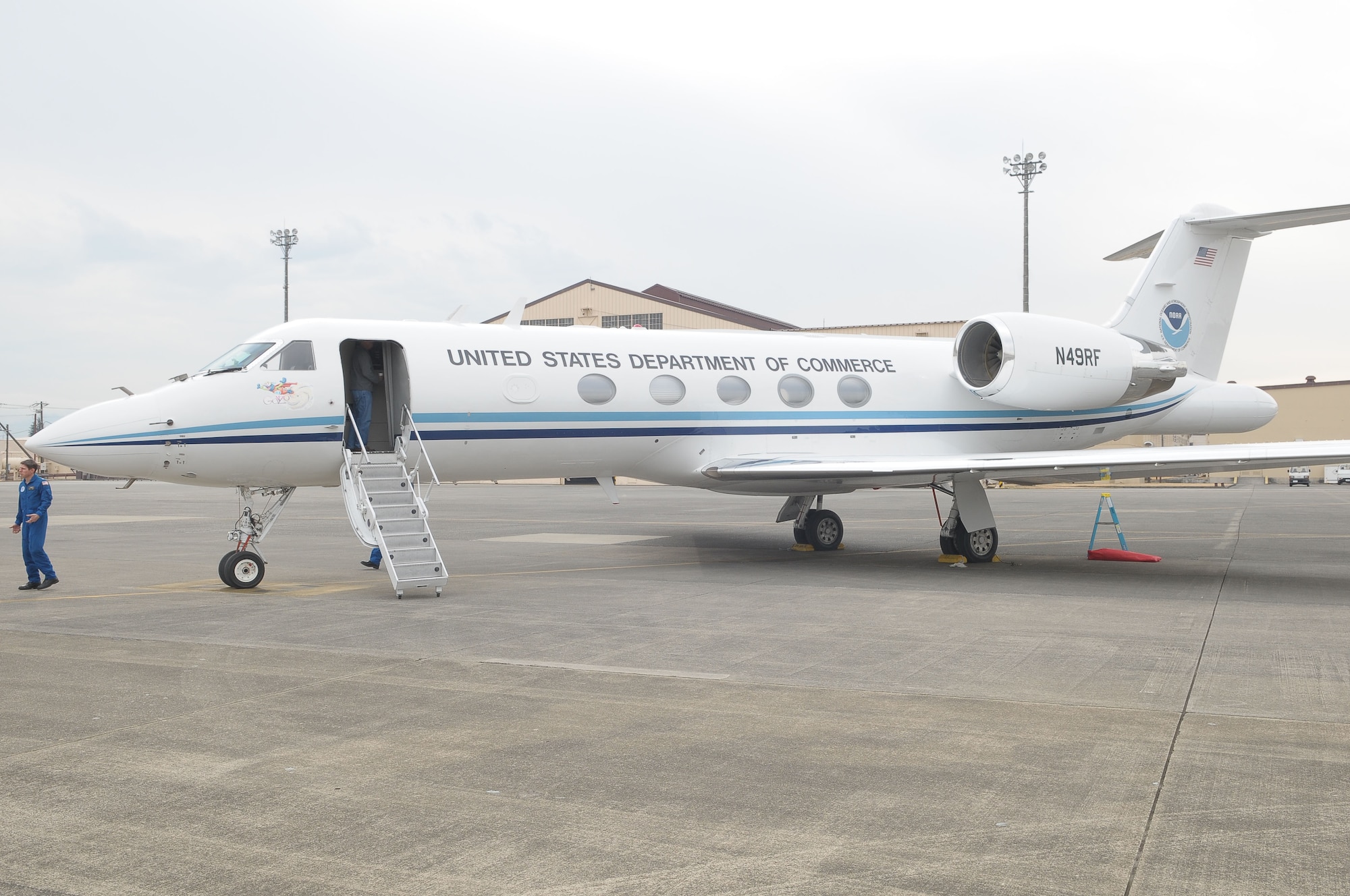YOKOTA AIR BASE, Japan -- The National Oceanic and Atmospheric Administration's Gulfstream IV, based at MacDill Air Force Base in Tampa, Fla., is operating from Yokota Air Base through February collecting data over the Pacific Ocean to improve winter storm forecasts.(U.S. Air Force photo/Airman 1st Class Sean Martin)