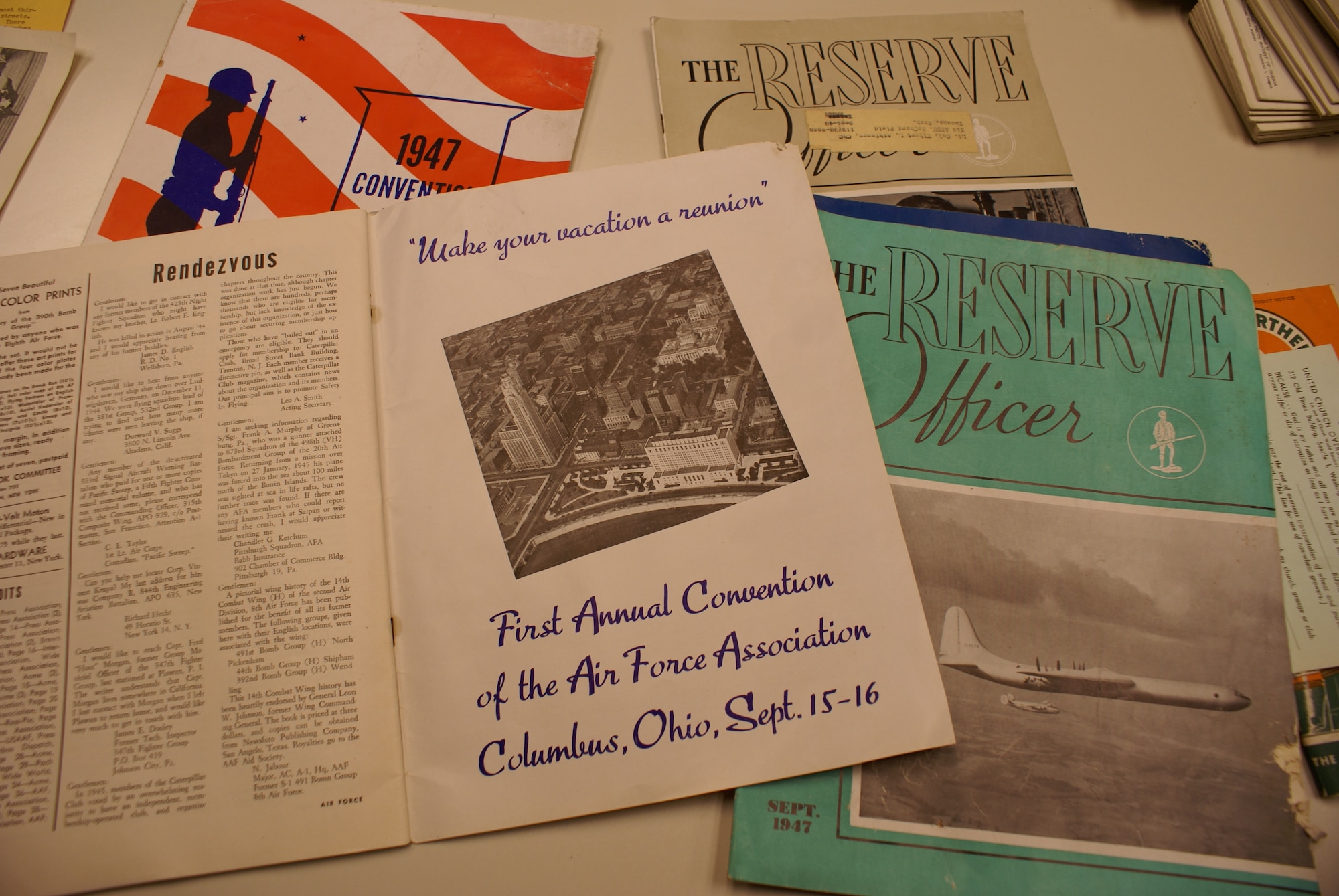 Documents recently discovered under the McChord Chapel include editions of the Reserve Officer magazine, and Air Force – “the official journal of the Air Force Association”. (U.S. Air Force photo/Staff Sgt. Eric Burks)