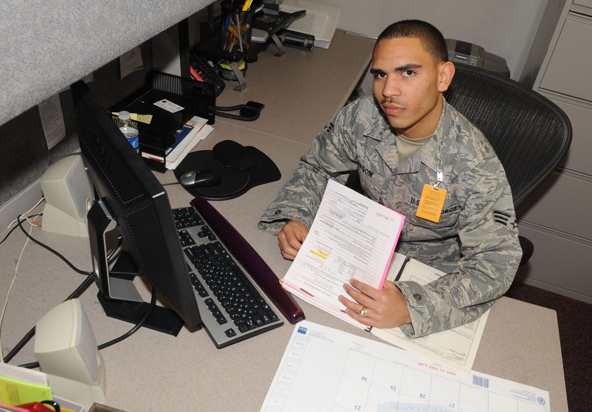 BARKSDALE AIR FORCE BASE, La. - Senior Airman Brian Easom, 2d Aerospace Medicine Squadron, Airman in the spotlight. (U.S. Air Force photo by Senior Airman Alexandra M. Longfellow) 