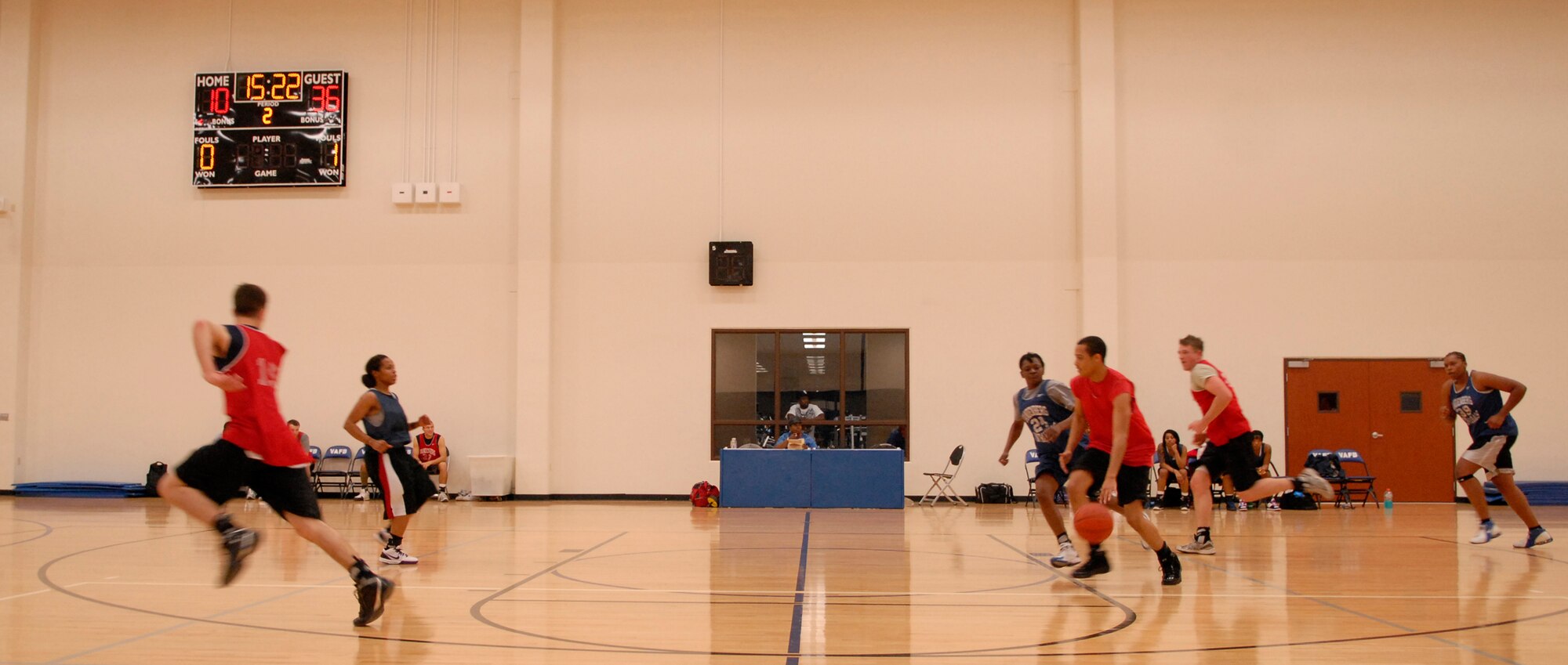 VANDENBERG AIR FORCE BASE, Calif. -- Players of the 30th Operations Group team faced-off against the players from the Lady Hawks team at the Vandenberg Fitness Center Thursday, Jan. 28, 2010, here.  The 30th OG team fought hard, winning 57-23. (U.S. Air Force photo/Senior Airman Andrew Satran) 

 

 

 

 
 

 
 