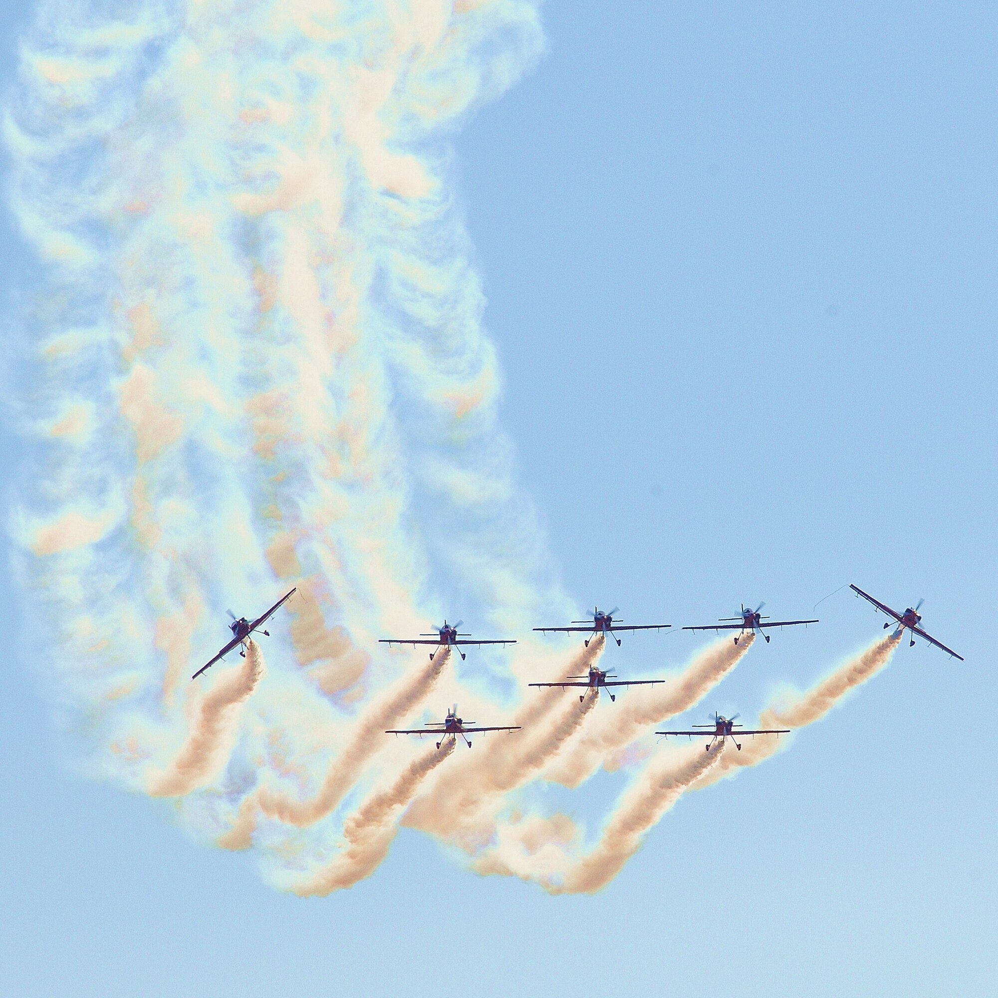 MARRAKECH, Morocco -- The Royal Moroccan Air Force aerobatic display team, the Green March, flies during the Marakech Aeroexpo 2010 Jan. 27. The CAP 232 aircraft are flown in close formation while tied together with ropes. Approximately 50 Airmen and four aircraft from bases in the U.S. and Europe are participating in the Aeroexpo Marrakech 2010 international air show in Morocco which began Wednesday and runs through Saturday. (U.S. Air Force photo by Staff Sgt. Stefanie Torres)