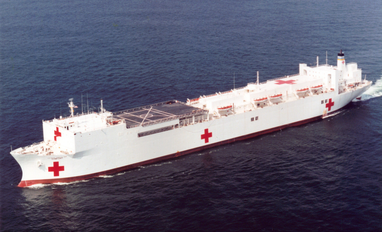 The USNS Comfort is one Military Sealift Command's two hosptial ships.  The ship is providing medical care to victims of the earthquake in Haiti Jan. 12, 2010. (U.S. Navy photo)