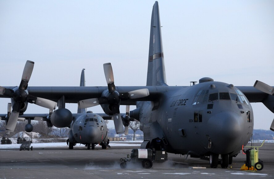 A C-130 Hercules from the 133rd Airlift Wing, Minnesota Air National Guard, receives a Liquid Oxygen refill on the tarmac at the Minneapolis St. Paul International Airport December 16, 2009. The aircraft  has 25 liter liquid oxygen (LOX) type system which provides for 96 man-hours of oxygen at 25,000 feet. The C-130 Hercules primarily performs the tactical portion of the airlift mission. The
 aircraft is capable of operating from rough, dirt strips and is the prime transport for air dropping troops and equipment into hostile areas. United States Air Force photo by Tech Sgt Erik Gudmundson (Released)