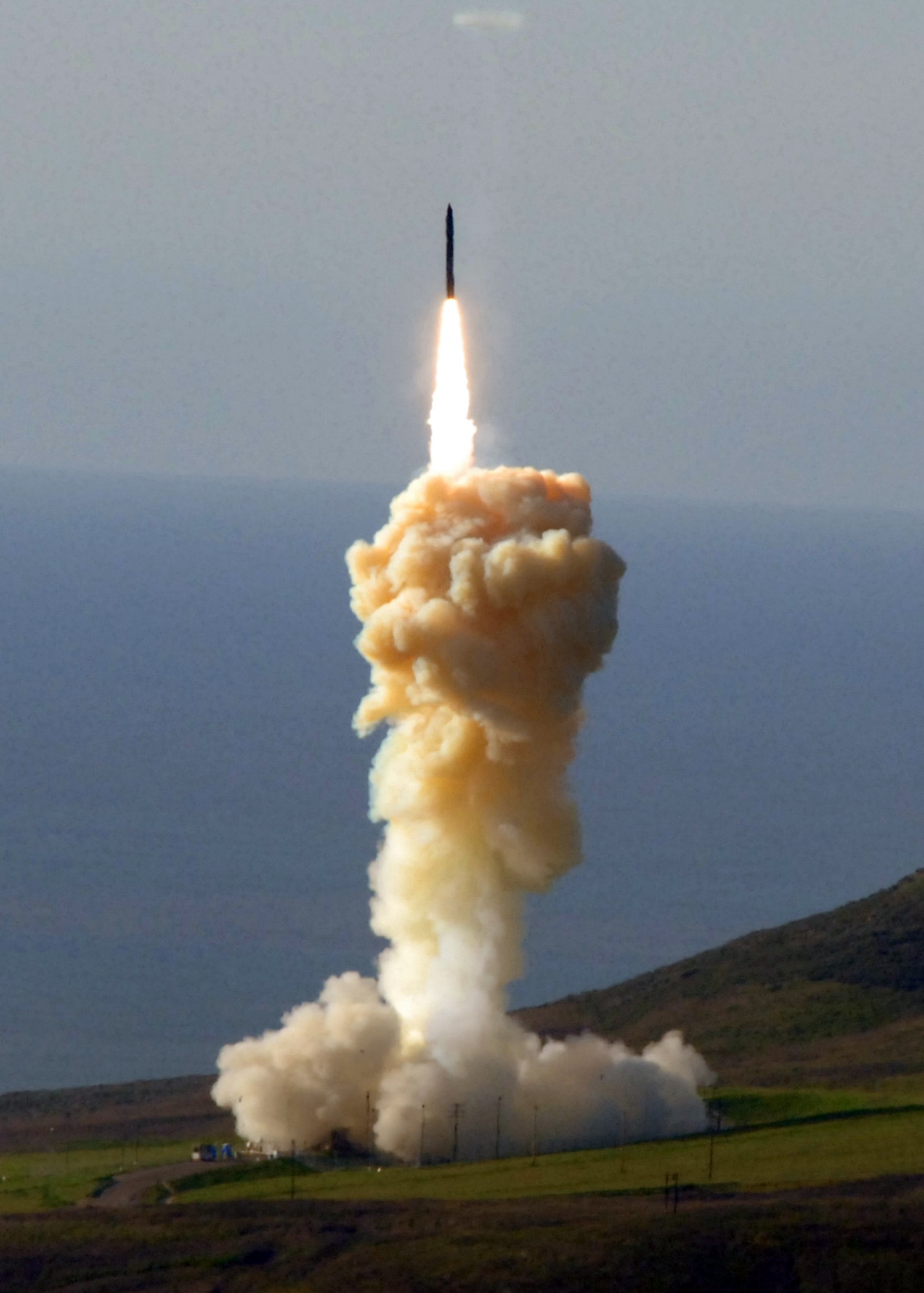 VANDENBERG AIR FORCE BASE, Calif. - Ascending through the cloud of fire and smoke, a ground-based interceptor launched at approximately 3:45 p.m. here Sunday, Jan. 31, 2010. The launch was part of the 30th Space Wing and Missile Defense Agency's scheduled test of the ground-based interceptor system. (U.S. Air Force photo/Airman 1st Class Angelina Drake)
