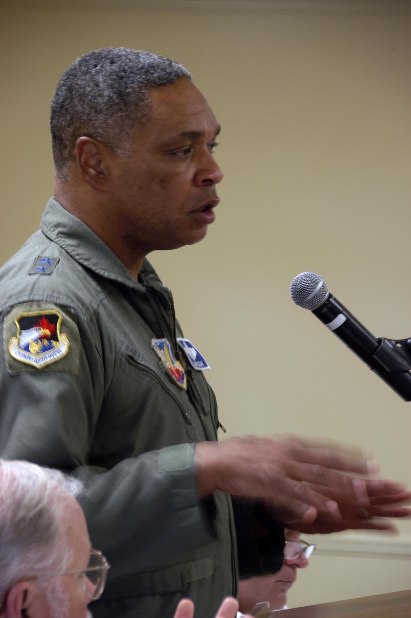 Maj. Gen. Garry C. Dean, Air Forces Northern commander, speaks to the Panama City Kiwanis Club June 30, 2010 about First Air Force’s mission of homeland defense and defense support to civil authorities.   (U.S. Air Force photo by Lt. Col. Susan A. Romano)