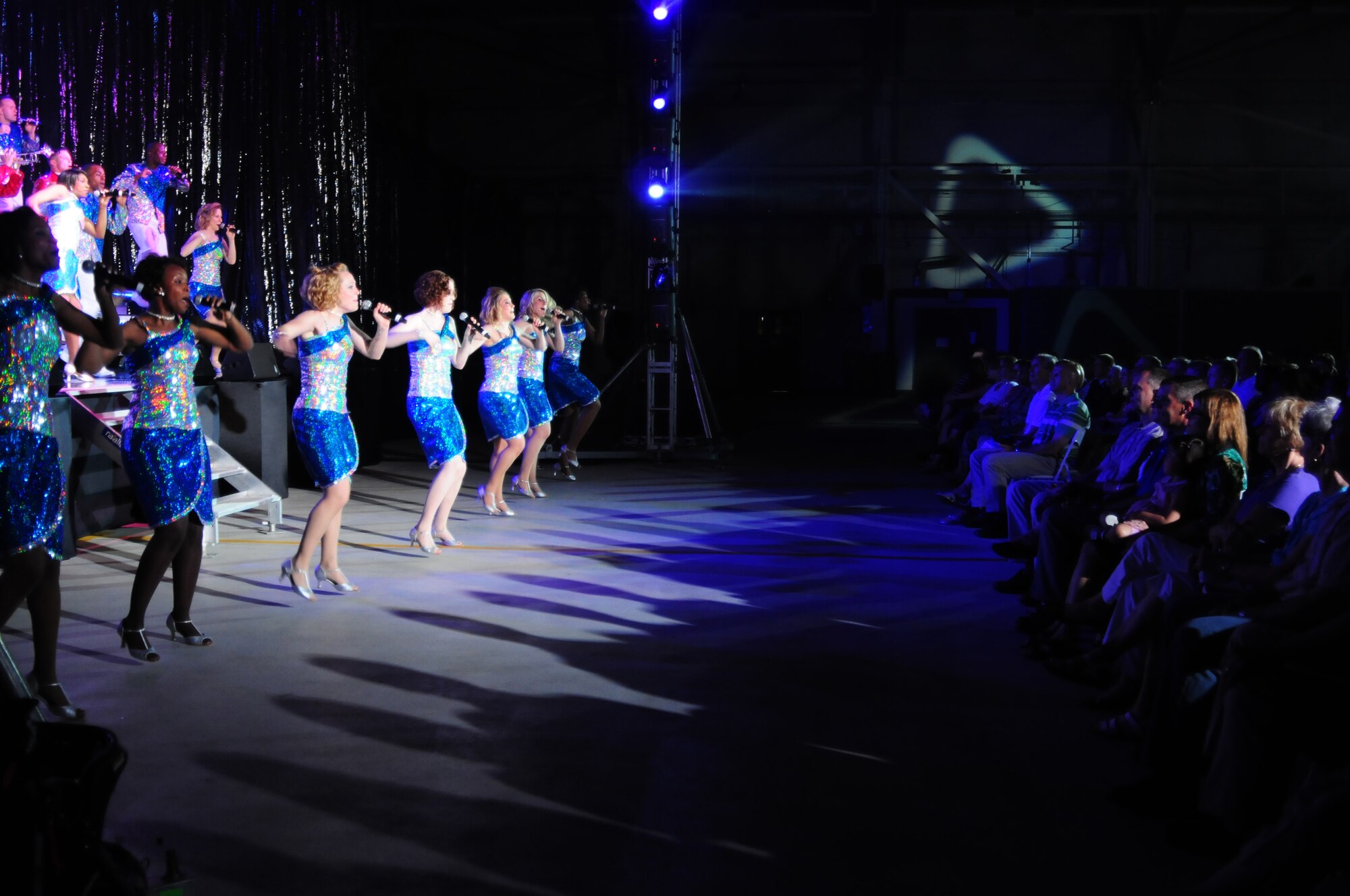 Tops In Blue performs at RAF Lakenheath, England, June 30. The theme for Tops In Blue 2010 world tour is “We Believe”. This year, Tops in Blue is comprised 36 of the most talented vocalists, musicians, dancers and technicians in the Air Force. (U.S. Air Force photo/Airman 1st Class Lausanne Morgan)