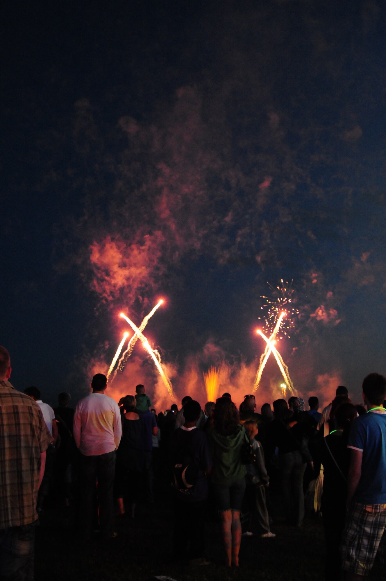 The crowd was silent for the first time all day at the Independence Day celebration on RAF Feltwell as the fireworks went off. RAF Feltwell welcomed all who wanted to attend the event to come enjoy the festivities. (U.S. Air Force Photo/Airman 1st Class Lausanne Morgan)