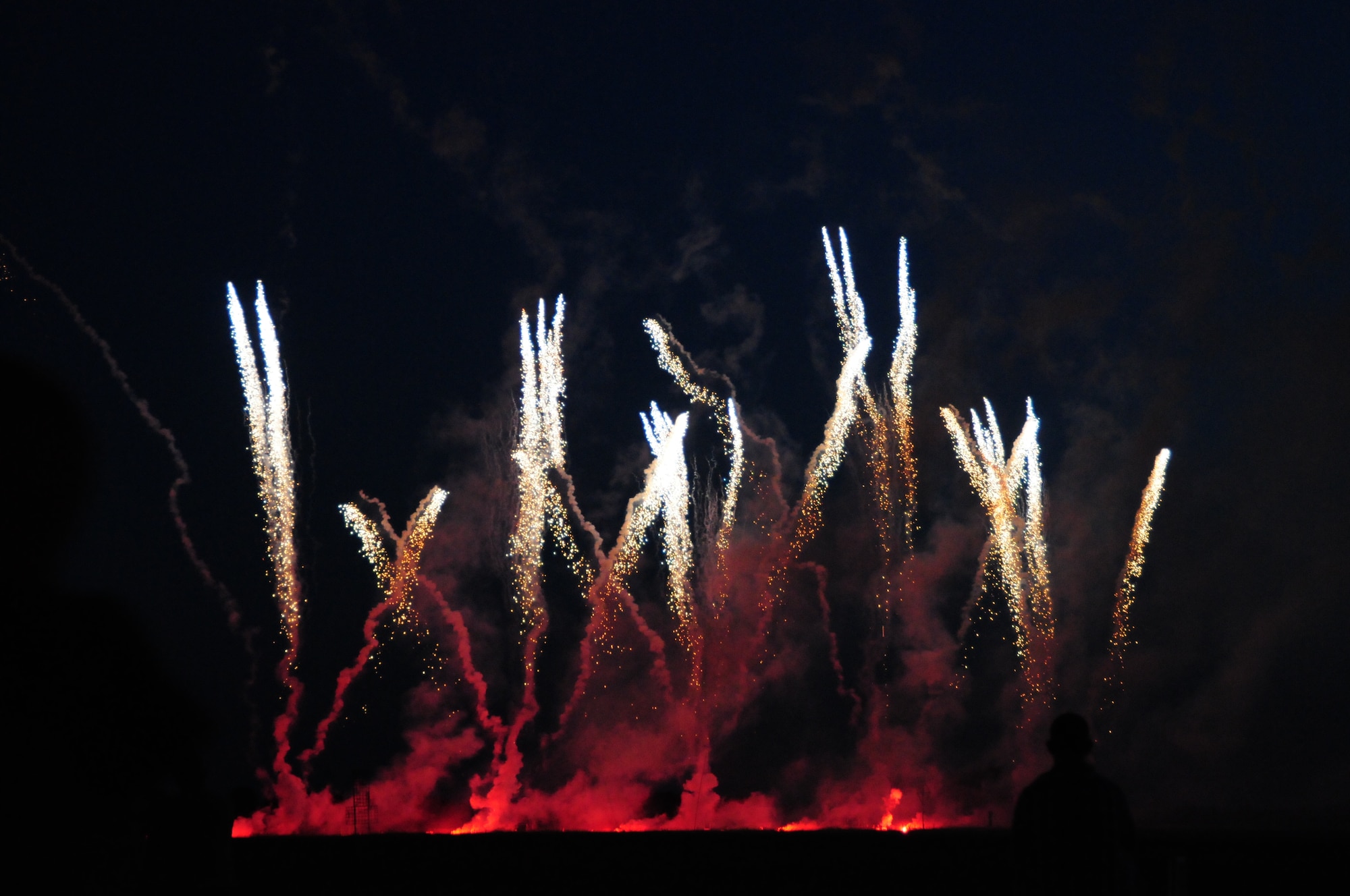 Hundreds of people gathered on RAF Feltwell July 4 to see the annual fireworks display. The all-day Independence Day celebration consisted of food, games, rides, music and more for military members and the surrounding public. (U.S. Air Force Photo/Airman 1st Class Lausanne Morgan)