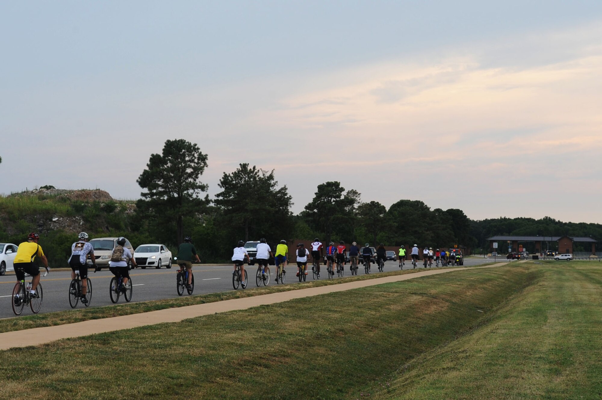 LANGLEY AIR FORCE BASE, Va. – Twenty-two cyclists united for a six-mile loop around the base June 30 for the Ride of Silence.  Langley participated in the annual ride for the first time this year to honor fallen cyclists. (U.S. Air Force photo/Staff Sgt. Ashley Hawkins) (RELEASED)