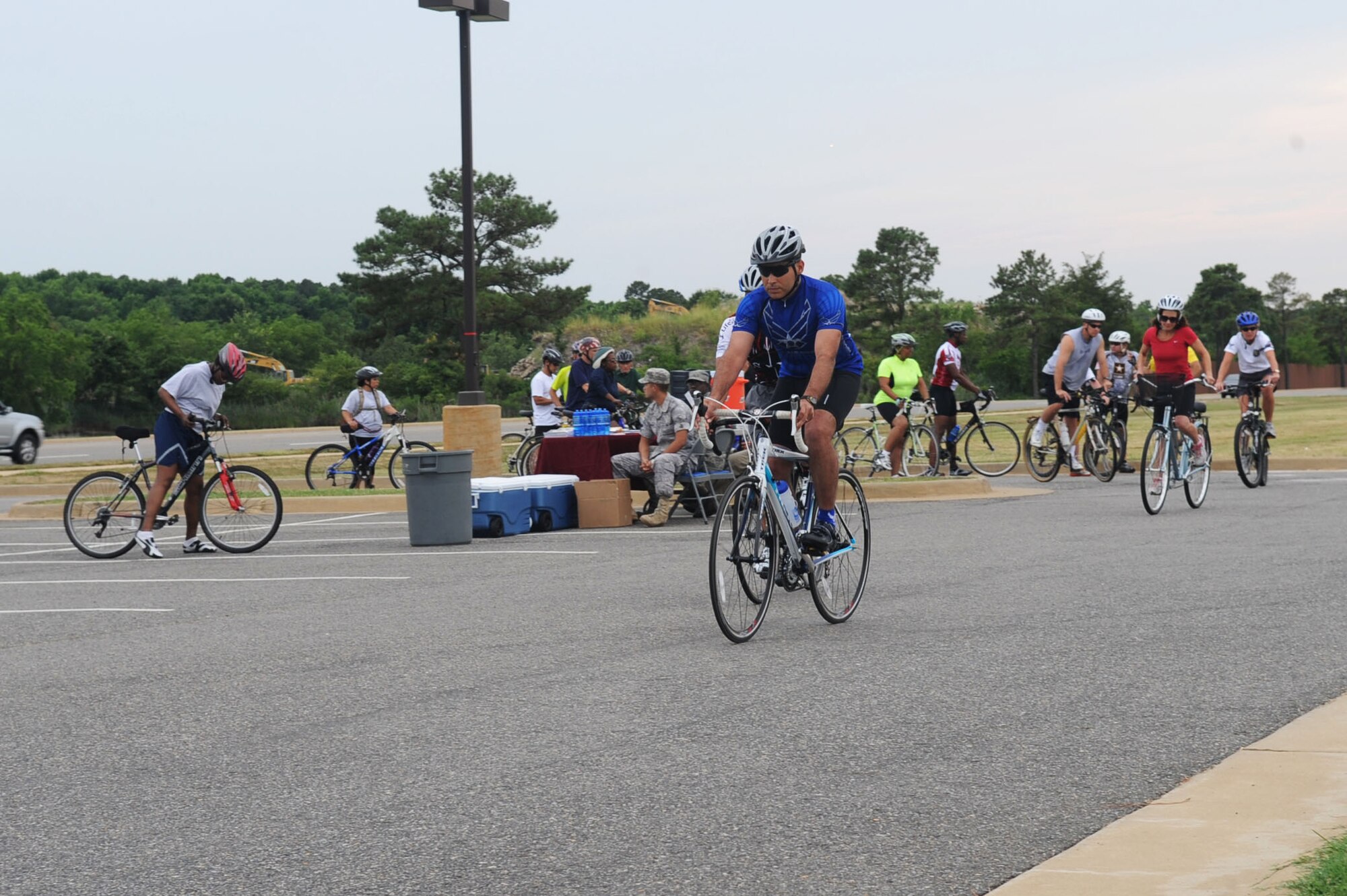 LANGLEY AIR FORCE BASE, Va. – Twenty-two cyclists united for a six-mile loop around the base June 30 for the Ride of Silence.  Langley participated in the annual ride for the first time this year to honor fallen cyclists. (U.S. Air Force photo/Staff Sgt. Ashley Hawkins) (RELEASED)