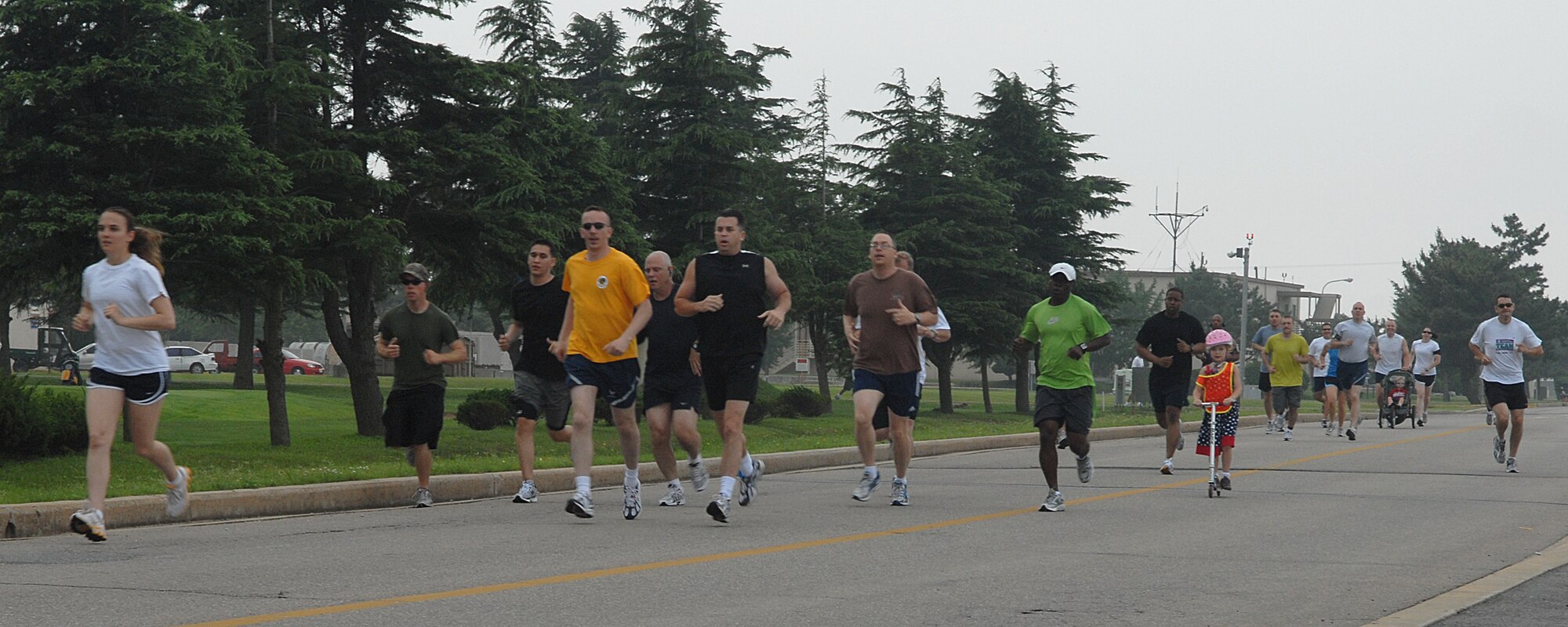 KUNSAN AIR BASE, Republic of Korea -- Members from the Wolf Pack begin Independence Day with a Firecracker 5K Fun Run here July 4. Wolf Pack members continued celebrating throughout the day with other events like a firefighter relay race, cardboard boat race, a free barbecue and more, culminating in a fireworks show at the end of the night. (U.S. Air Force photo/Senior Airman Roy Lynch)