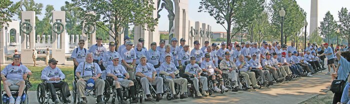 World War II veterans participate in the Honor Flight Network program, which is designed to transport veterans from their hometown to Washington D.C. to visit the World War II memorial, and back, all in one day. (Courtesy photo)