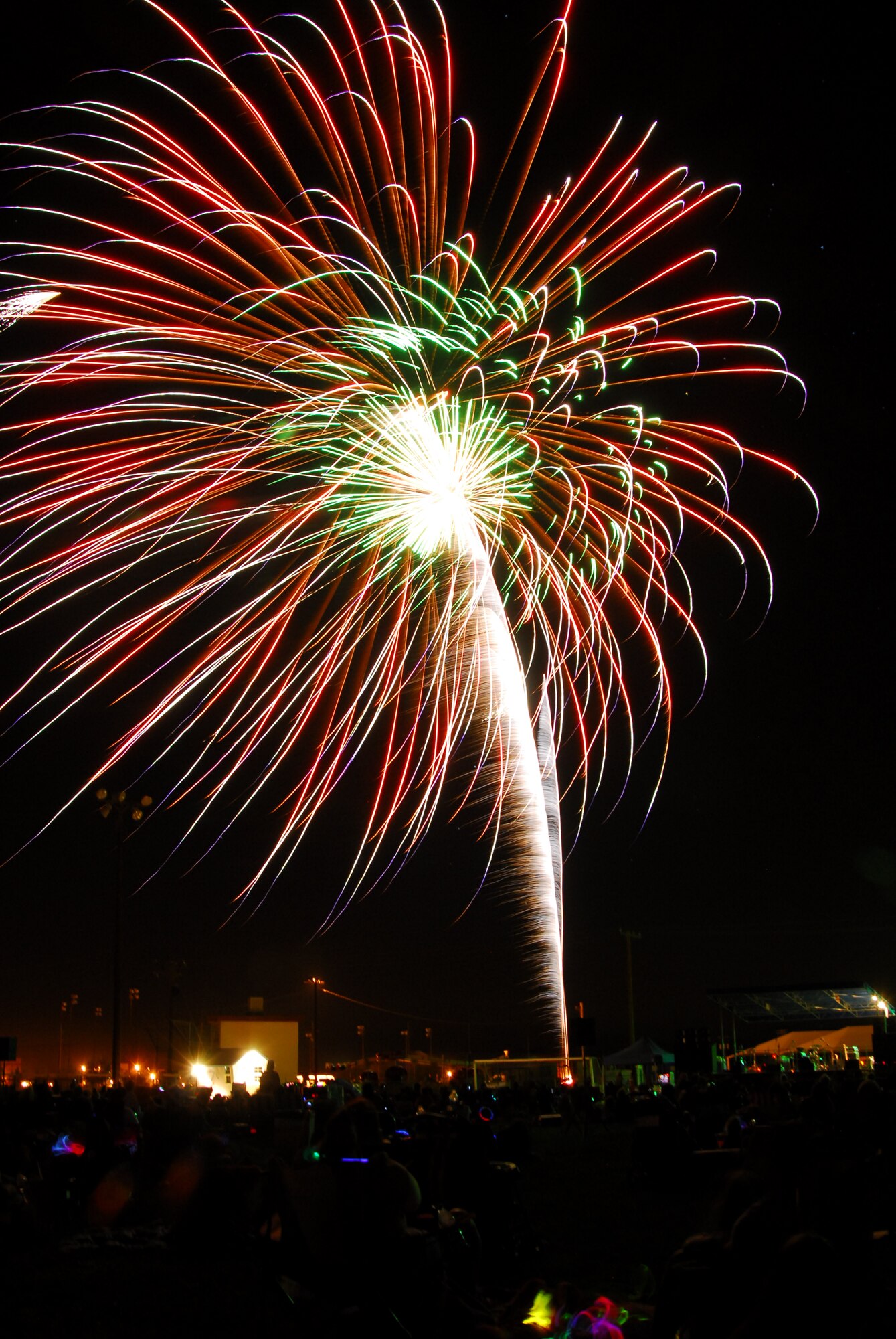 The highlight of the day, the fireworks show, which was accompanied by patriotic music.  (Air Force photograph by Stephen K. Robinson)