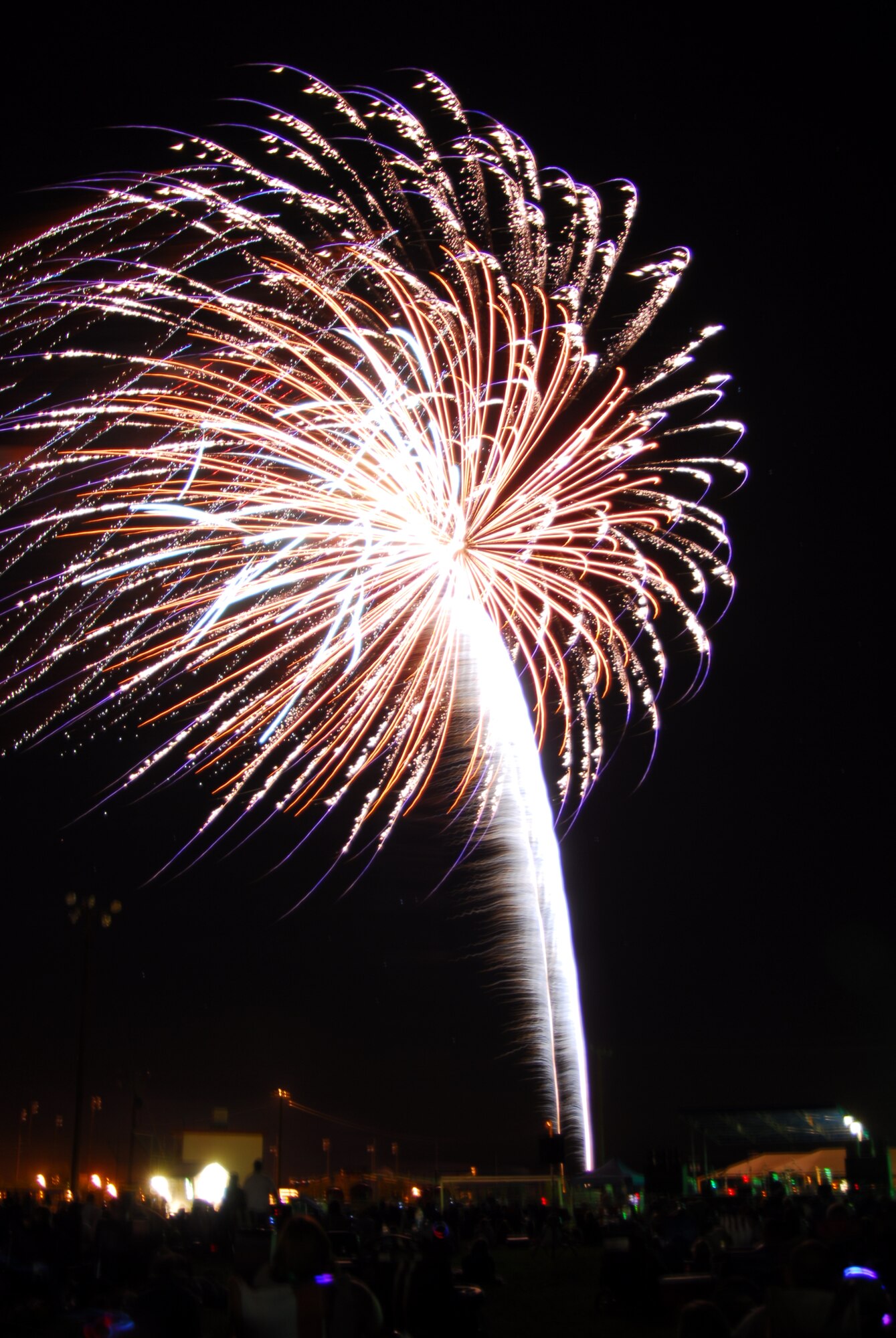 The highlight of the day, the fireworks show, which was accompanied by patriotic music.  (Air Force photograph by Stephen K. Robinson)