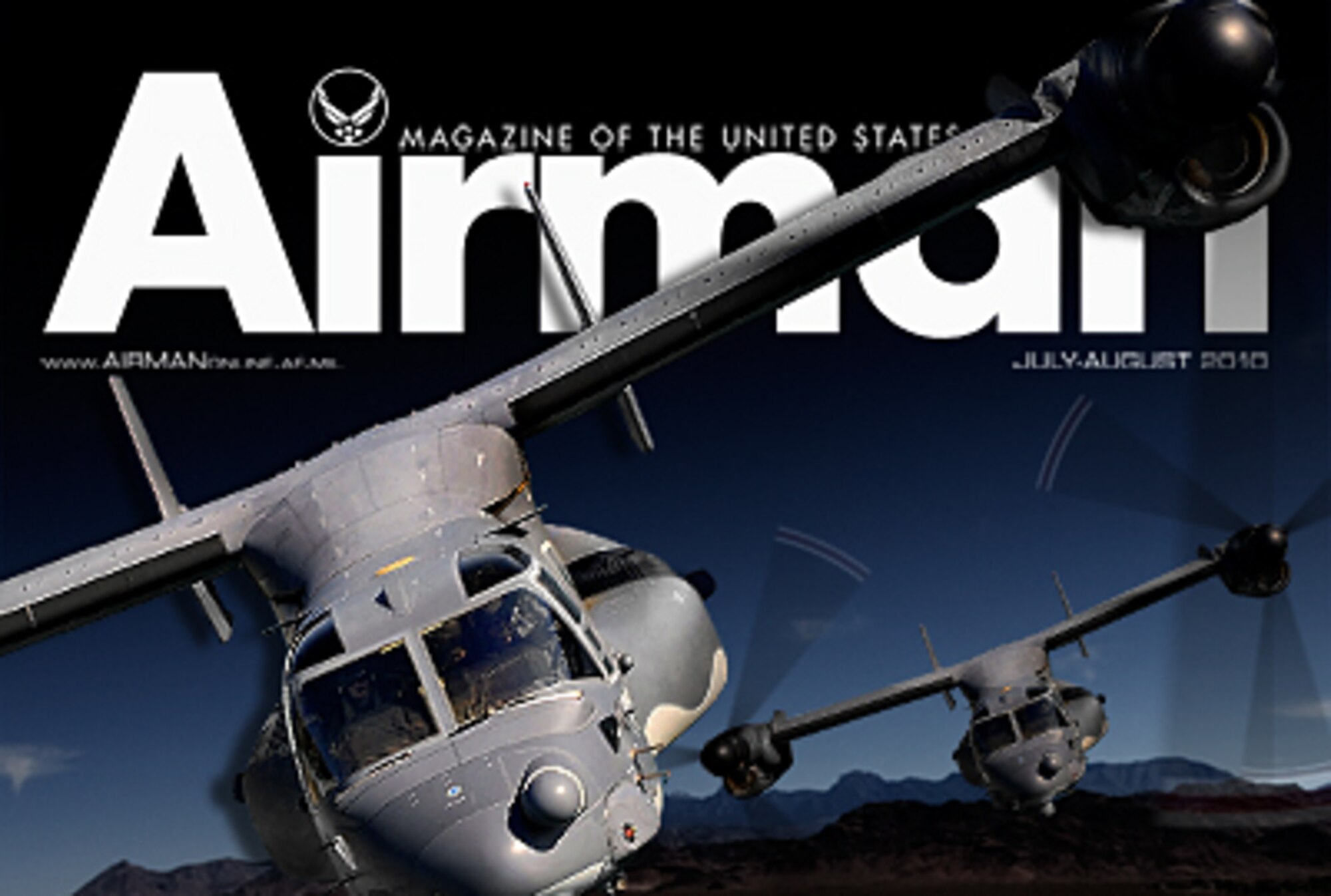 The July-August 2010 issue of Airman is now available in print and online.  (U.S. Air Force graphic) 
