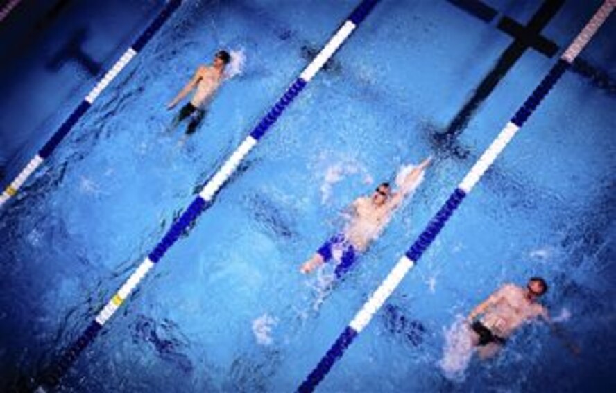 McGuire had his best showing of the games, taking home gold in the 50-meter backstroke during the Wounded Warrior Games held at the Olympic Training Center, Colorado Springs, Colo. (TSgt Samuel Bendet) 
