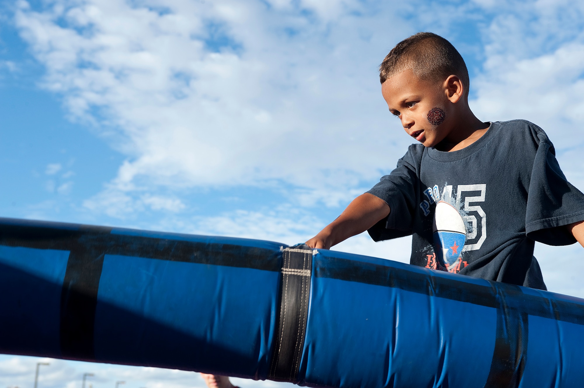 HOLLOMAN AIR FORCE BASE, N.M. -- Armani Ray, son of Staff Sgt. Antuan Ray, 49th Aeromedical Dental Squadron, jousts at the Fourth of July celebration July 2, 2010. Jousting was one of the many attractions provided for the celebration of our nation?s Independence Day. (U.S. Air Force photo by Senior Airman DeAndre Curtiss / Released)