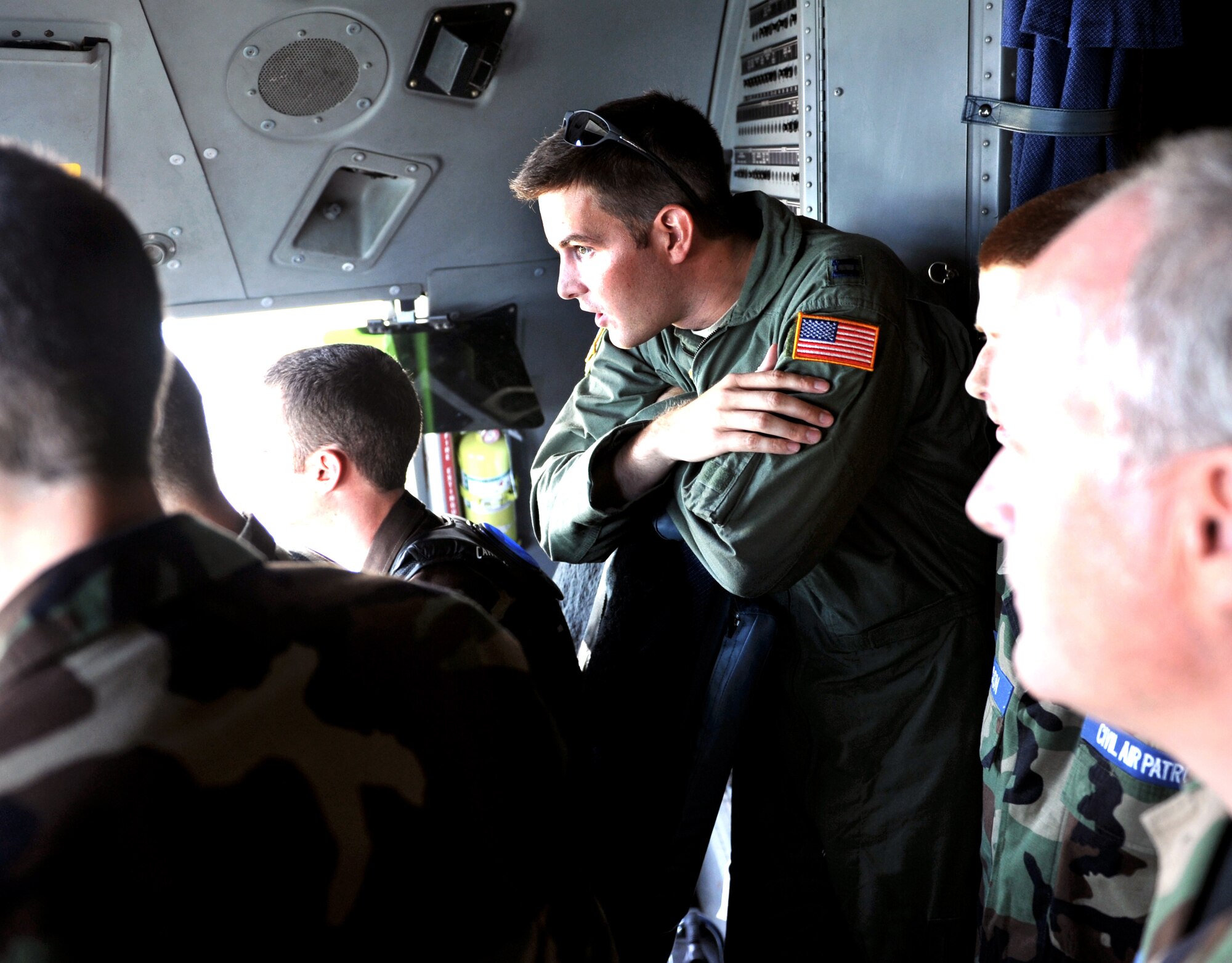 100630-F-4406D-047 SHAW AIR FORCE BASE, S.C.--    Every other year, Civil Air Patrol cadets, ages 12 to 21, stay at McGrady Training Center in Fort Jackson, S.C.  for a week of summer camp to get a feel for what  basic training would be like. On the fourth day of summer camp the cadets get the chance to ride in a C-17. This year the pilot was Capt. Edward Sutton, a graduate of the same summer program.  (U.S. Air Force photo/ Airman 1st Class Tabatha L. Duarte)