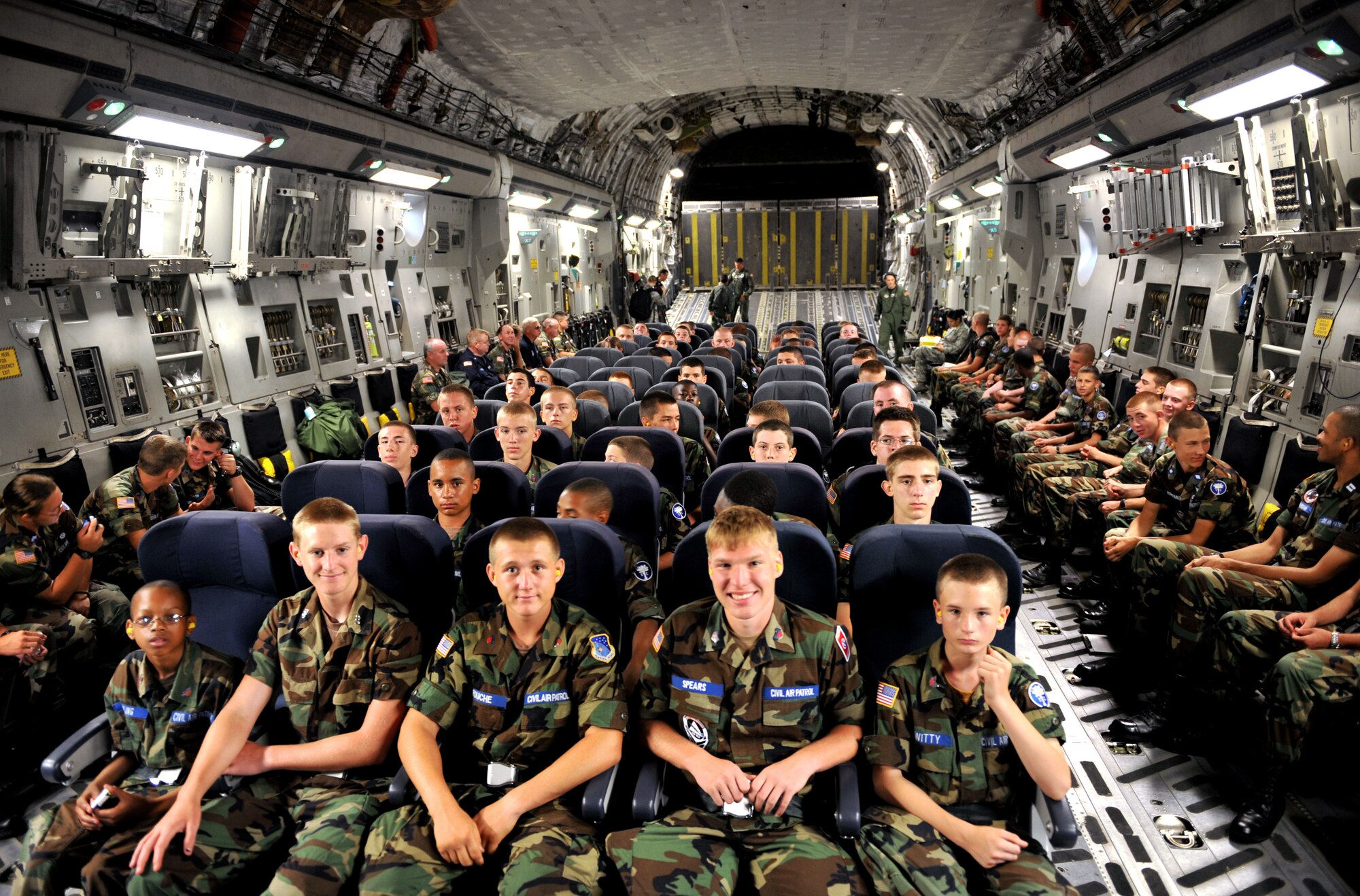 100630-F-4406D-013 SHAW AIR FORCE BASE, S.C.--    Every other year, Civil Air Patrol cadets, ages 12 to 21, stay at McGrady Training Center in Fort Jackson, S.C.  for a week of summer camp to get a feel for what  basic training would be like. On the fourth day of summer camp the cadets get the chance to ride in a C-17. This year the pilot was Capt. Edward Sutton, a graduate of the same summer program.  (U.S. Air Force photo/ Airman 1st Class Tabatha L. Duarte)