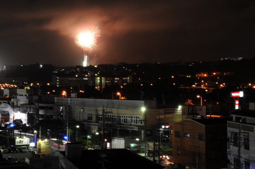 The Independence Day celebration at Kadena Air Base, Japan, July 4, 2010 included live performances, food and games, and culminated in a fireworks show which could be seen for miles. (U.S. Air Force photo / Tech. Sgt. Jason W. Edwards)