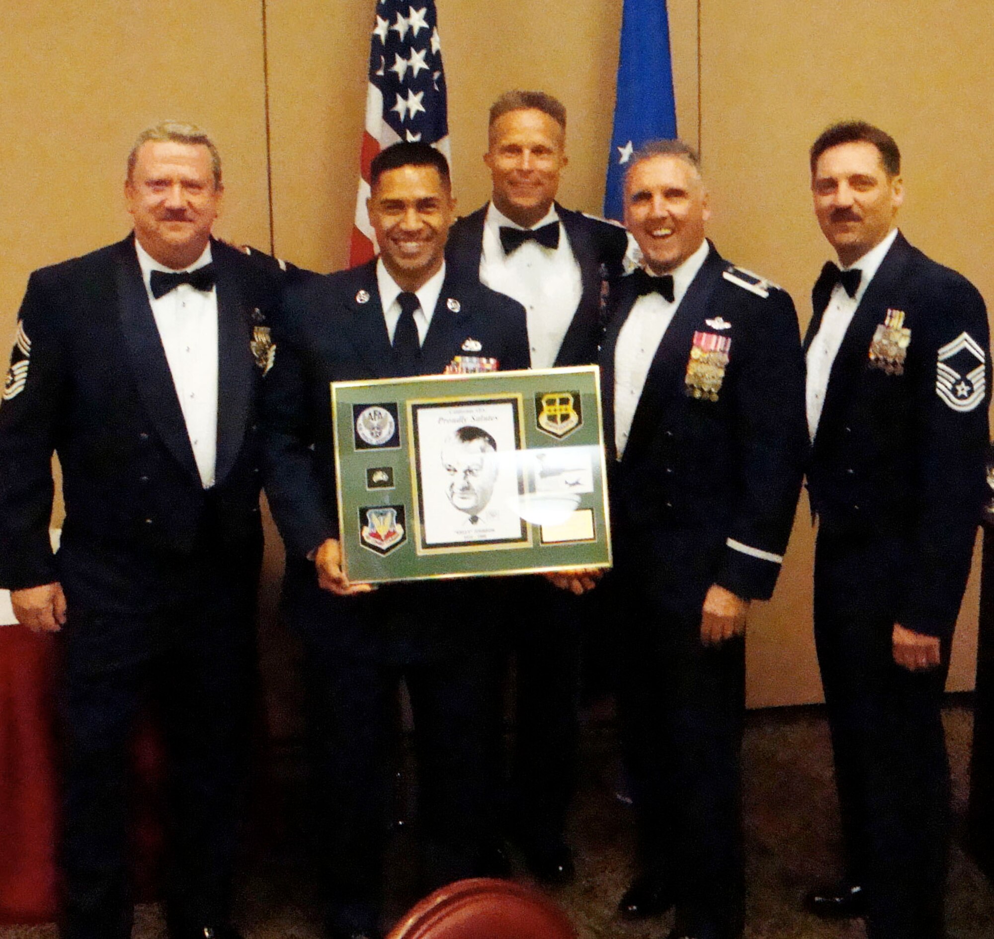 TRAVIS AIR FORCE BASE, Calif. - Col. Jay Flournoy, 349th Air Mobility Wing commander congradulates the California Air Force Association award winners for 2010. (U.S. Air Force courtesy photo)                         